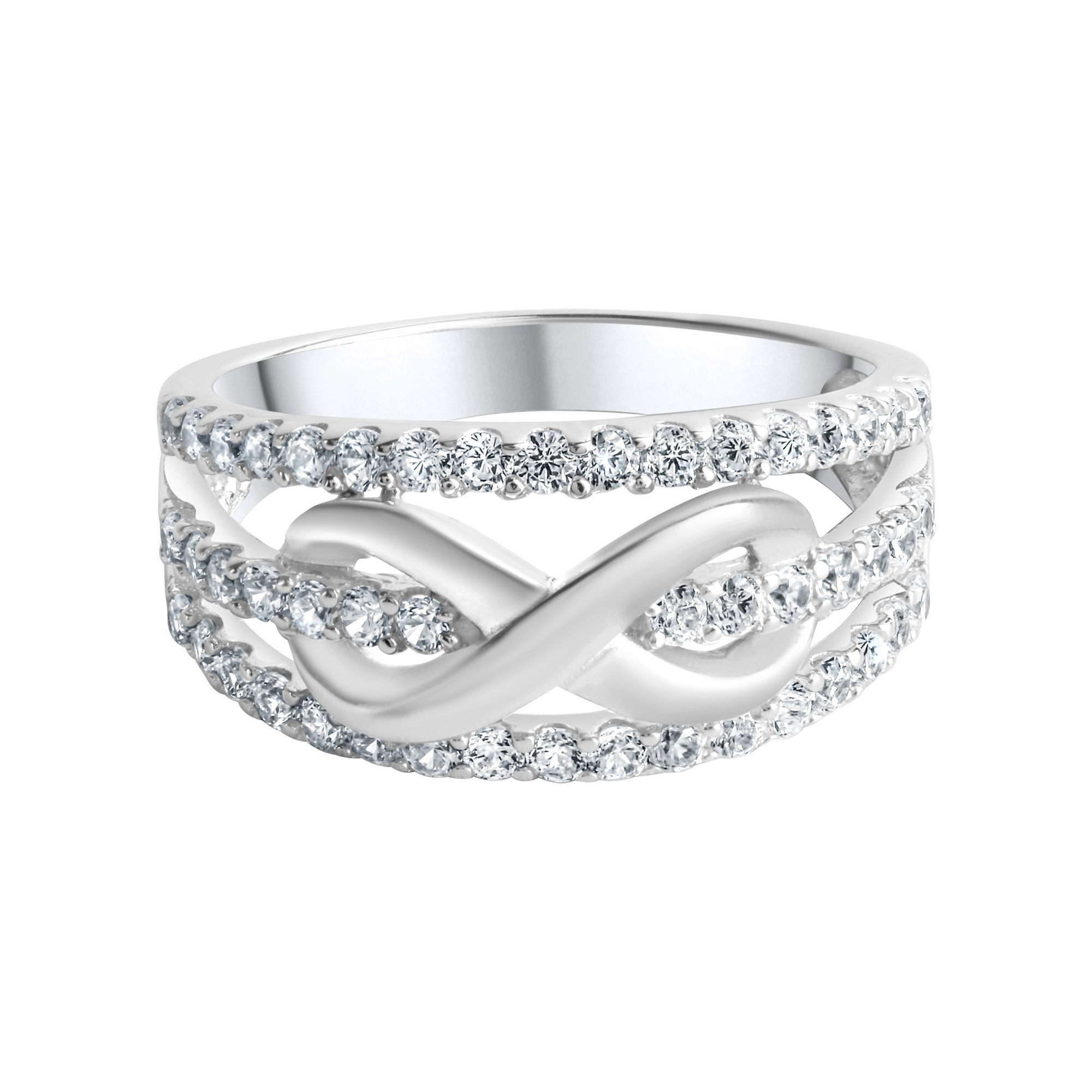 Zeeme Fingerring Silber 925 rhodiniert mit Unendlichkeitssymbol