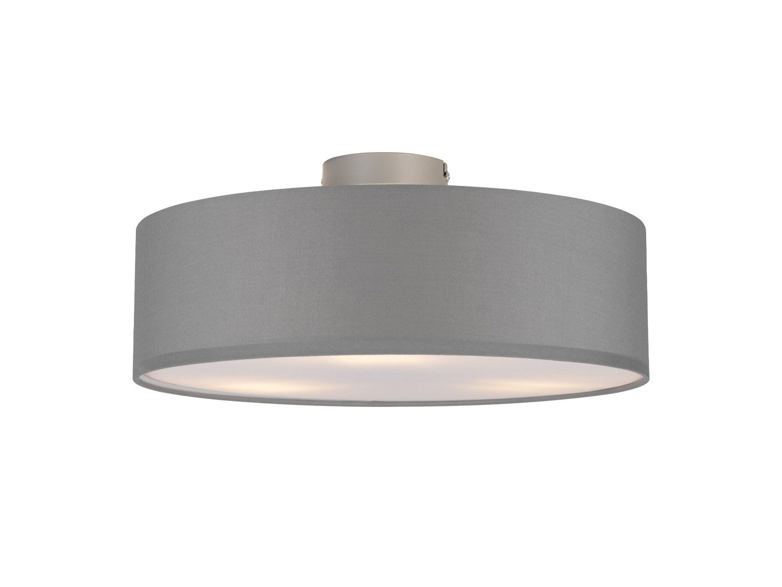 meineWunschleuchte Deckenleuchte mit Stoff Lampenschirm Grau Ø 40cm, ohne Leuchtmittel, Stoff-Lampe, gemütliche Deckenlampe, E14 Schlafzimmerlampe rund