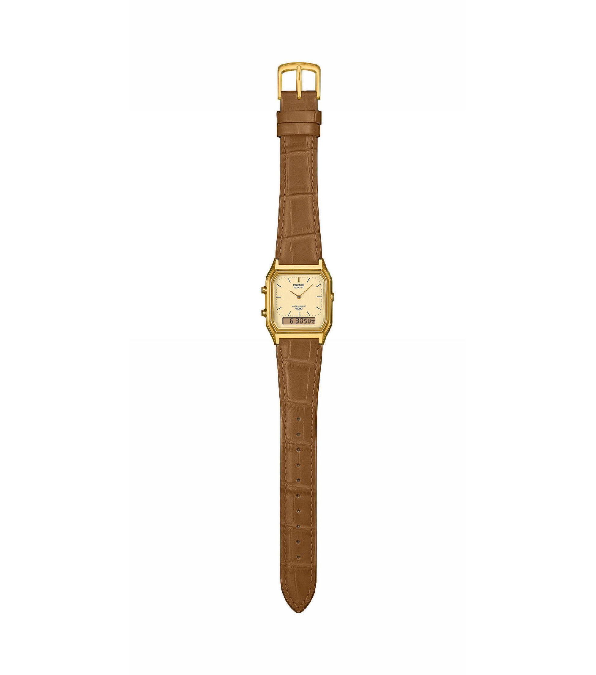 CASIO VINTAGE Chronograph AQ-230EGL-9AEF, Quarzuhr, Armbanduhr, Damenuhr, Herrenuhr, Lederarmband, analog