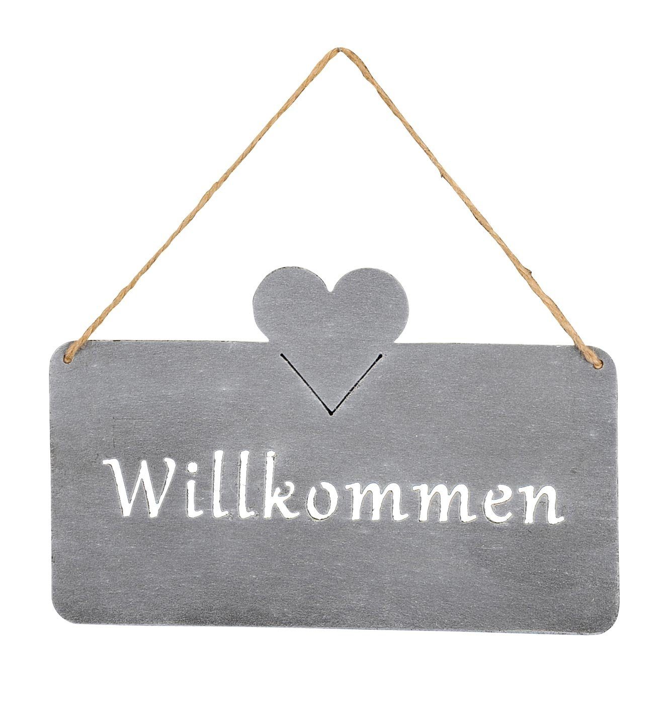 Levandeo® Metallbild, Schild Willkommen 25x16cm Außen günstig online kaufen