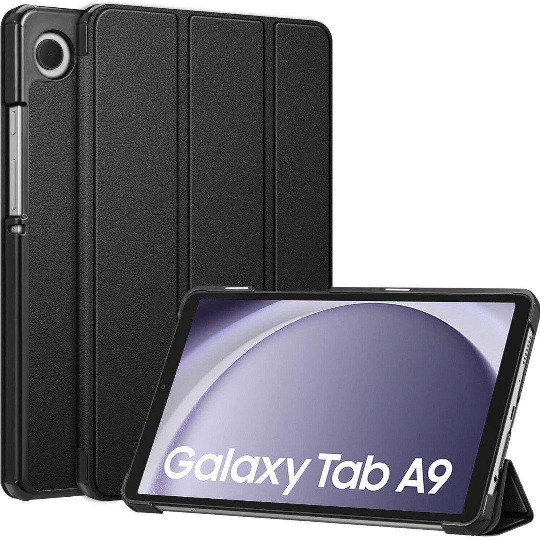 SmartUP Tablet-Hülle für Samsung Galaxy Tab A9 Klapphülle Tasche Case Cover Schutzglas 9H 8,7 Zoll, integrierte Standfunktion, integrierter Magnetverschluss