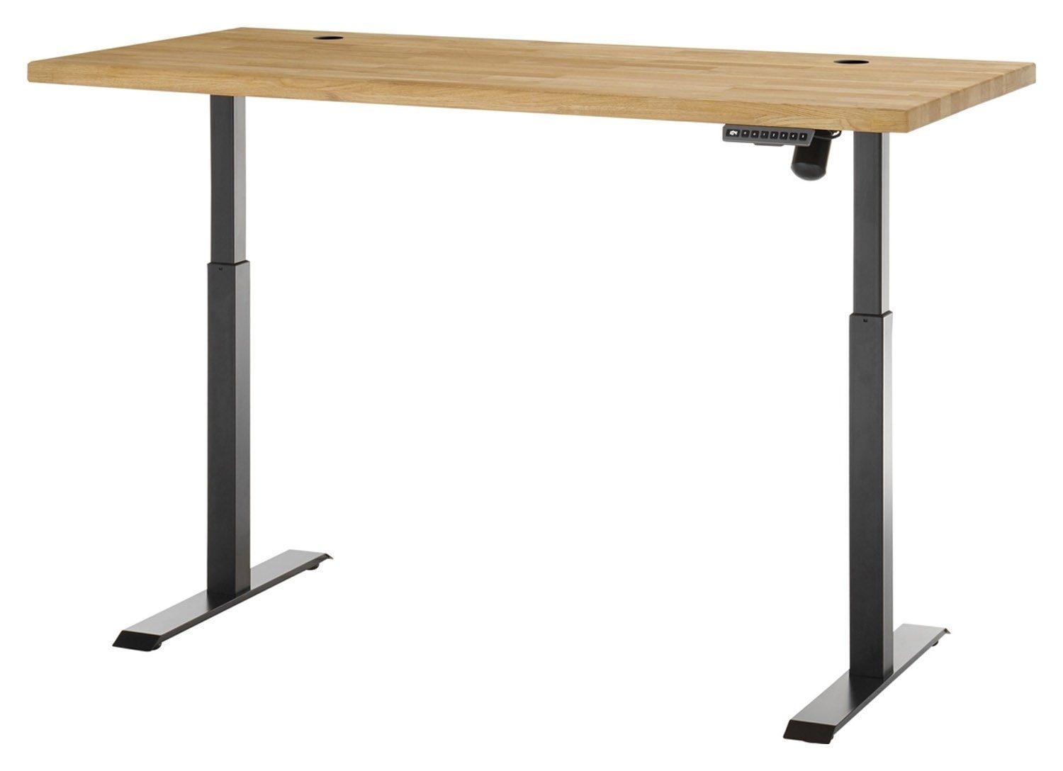 Schreibtisch Eichenholz, TOULOUSE, x höhenverstellbar Braun, elektrisch cm H Metallgestell, 72 Schwarz, B 160 cm,