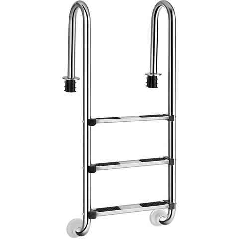 COSTWAY Poolleiter 3 stufig Pooltreppe, 132 cm hoch für 120 Pool, Edelstahl