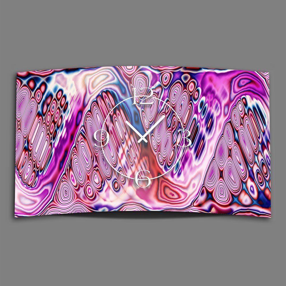 dixtime Wanduhr Psychodelic pink Designer Wanduhr modernes Wanduhren Design leise (Einzigartige 3D-Optik aus 4mm Alu-Dibond) | Wanduhren