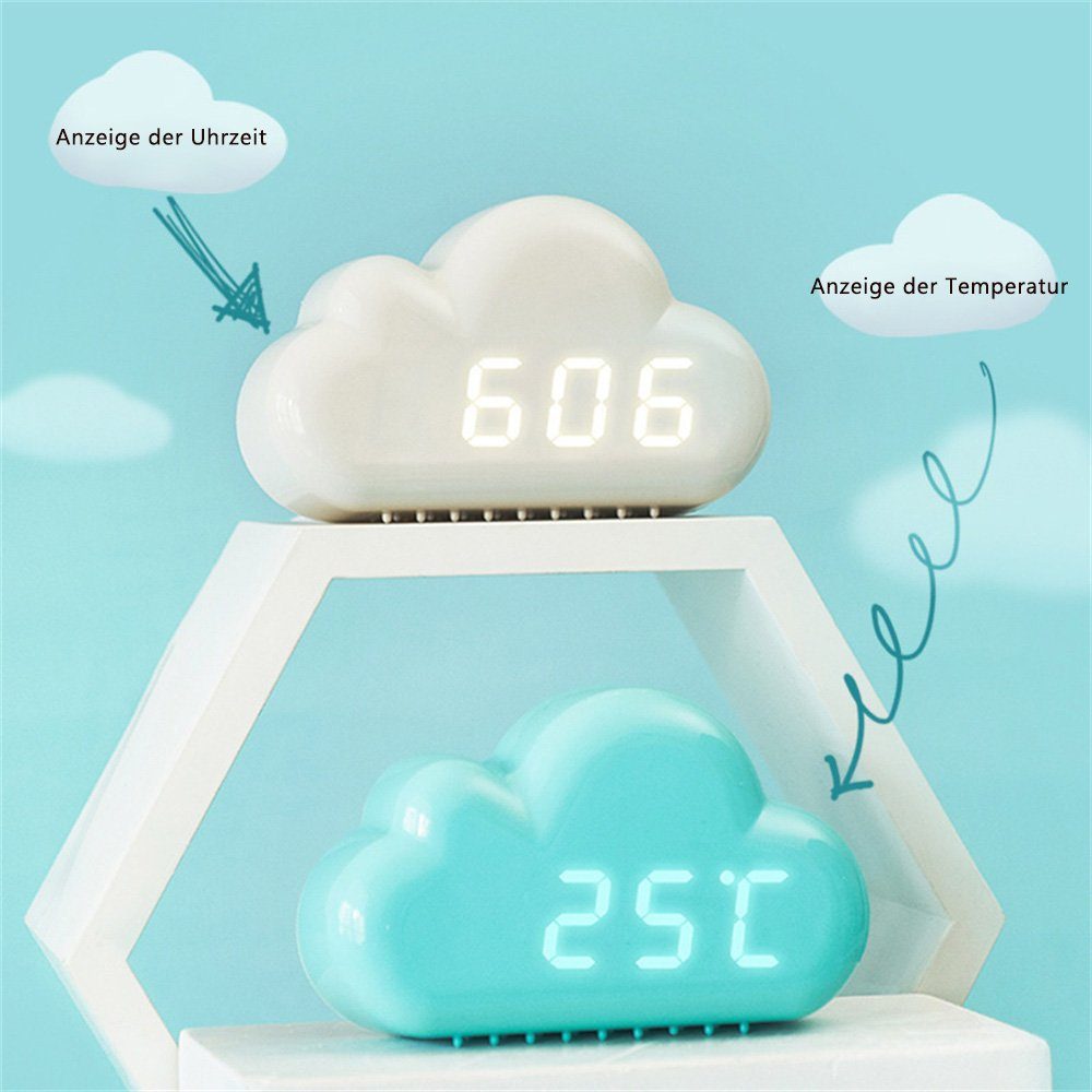 Dekorative Wolkenuhr, mit Nicht Wecker Anzeige Digital, LED Wecker blau Enthalten) (Batterie Tischuhr