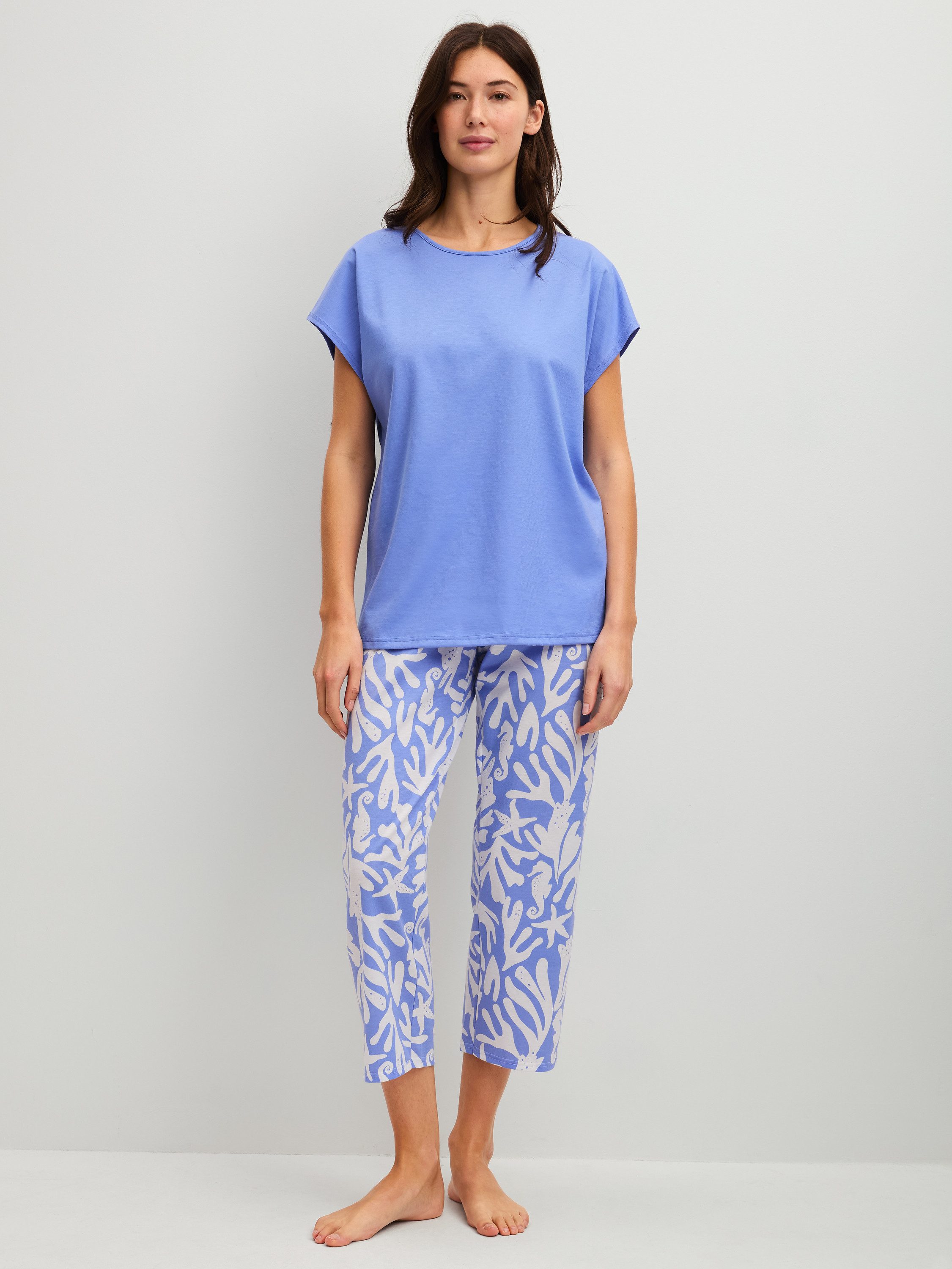 CALIDA Capri-Pyjama Cotton Special Damen (2 tlg) 100% Baumwolle, atmungsaktiv, hautfreundlich, pflegeleicht