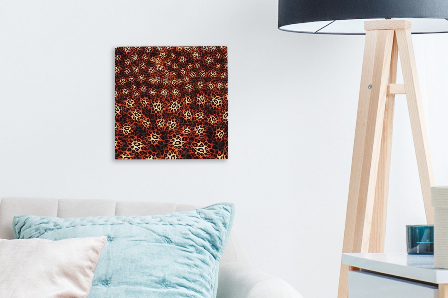 - Muster Schlafzimmer - Bilder Leopard Leinwandbild Orange, Wohnzimmer für (1 OneMillionCanvasses® St), Leinwand