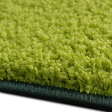 Hochflor-Bettumrandung Barcelona Grün, 3 Größen, Teppichläufer, ideal im Schlafzimmer Floordirekt, Höhe 22 mm, (3-tlg), Shaggy