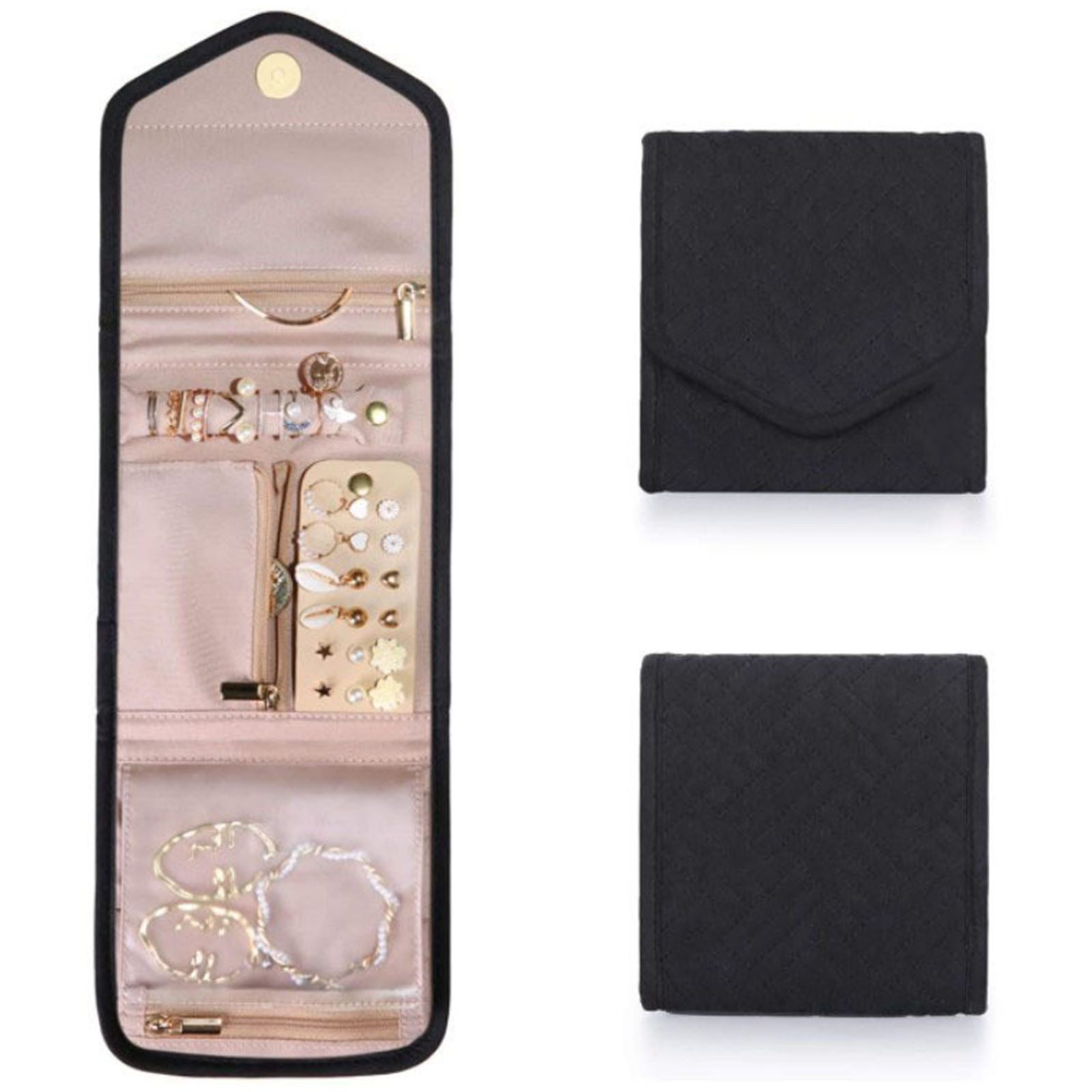 HAUSS SPOLE Schmucketui Schmuck Organizer Tasche Faltbare Schmuckaufbewahrungstasche (für Halsketten, Ohrringe und andere Schmuckstücke, Robust, vielseitig einsetzbar, leicht faltbares Design), für Reisen und den täglichen Gebrauch zu Hause