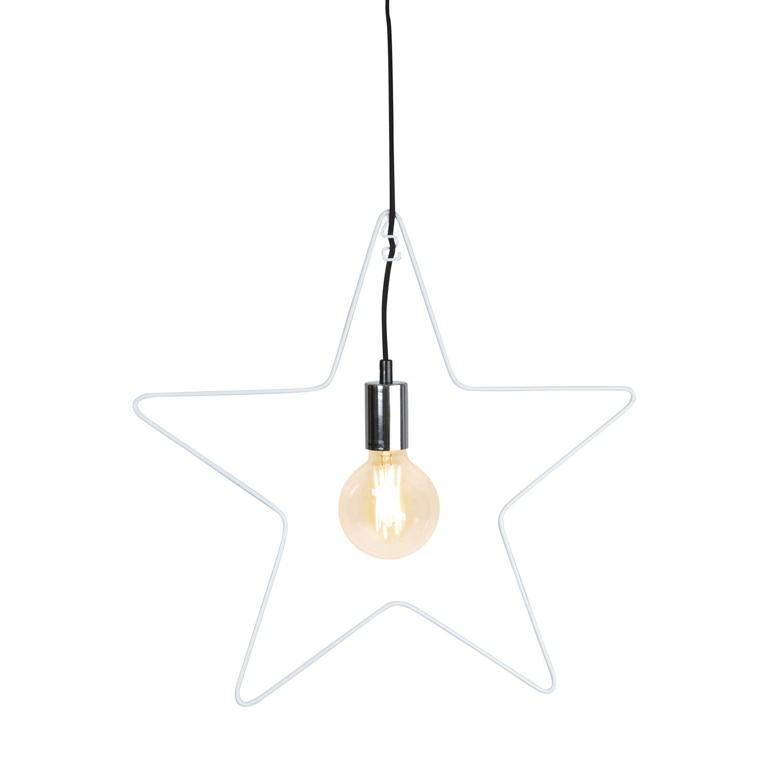 STAR TRADING LED Stern Hängestern Lampenhalterung Stern Dekoleuchte 5-zackig E27 50cm weiß