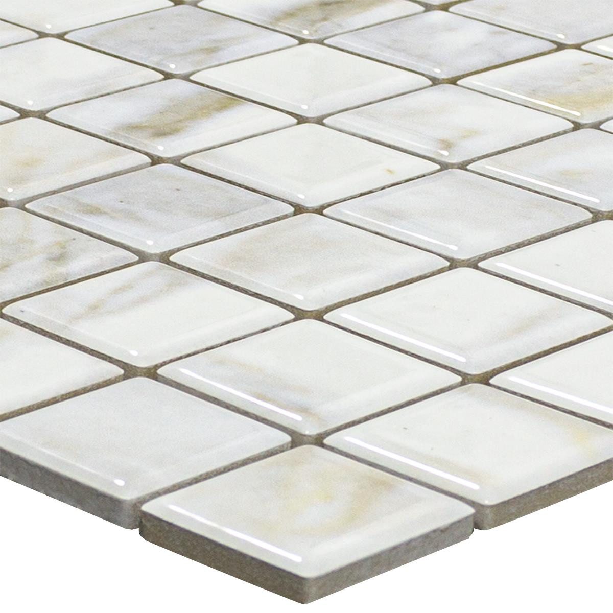 Mosafil Mosaikfliesen Keramikmosaik Fliesen Elysium Marmoroptik 23, Keramik 29.700x29.700, weiß, Rutschfest