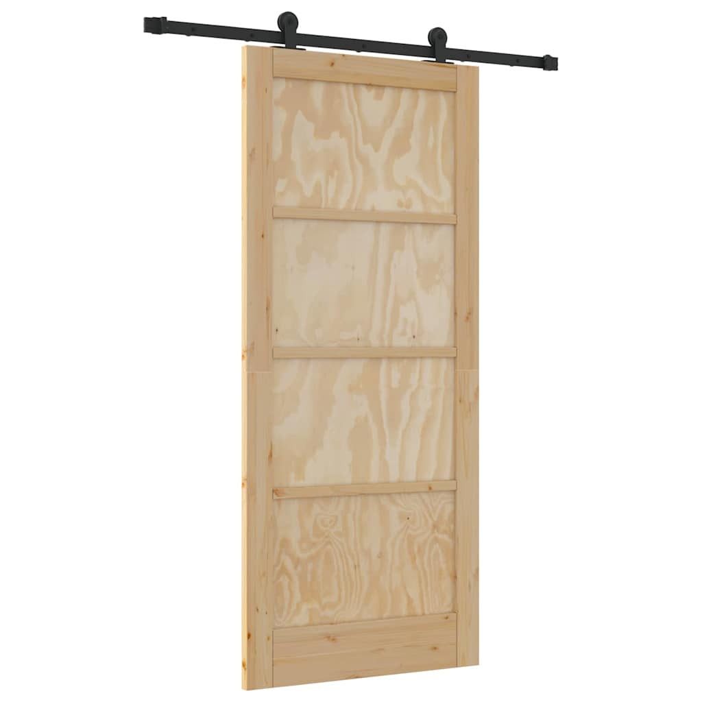 vidaXL Haustür Schiebetür ORKDAL Natur und Schwarz 86 x 198,5 cm (1-St)