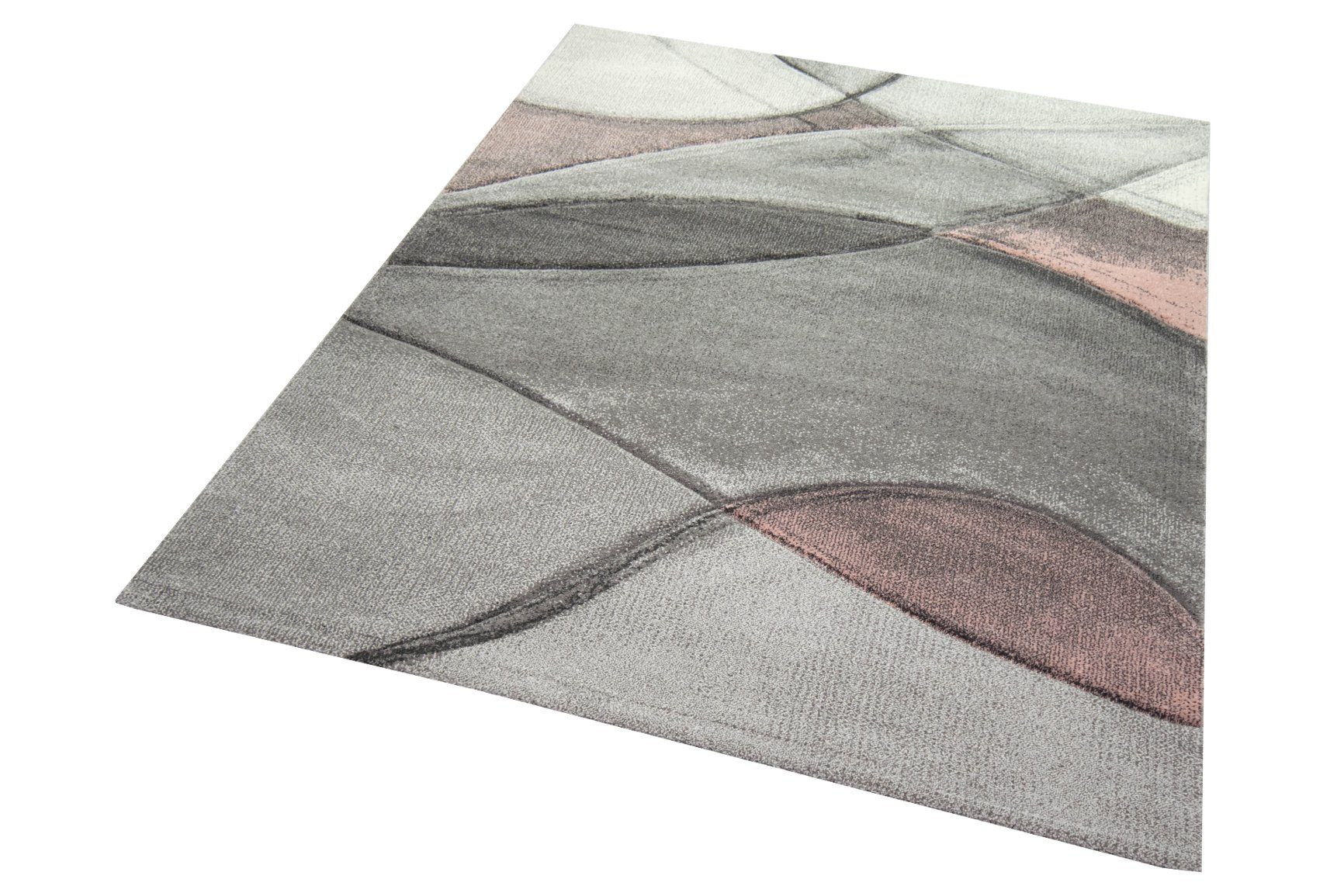 TeppichHome24 Teppich Teppich modern abstrakt in rosa grau pastell, rechtec günstig online kaufen