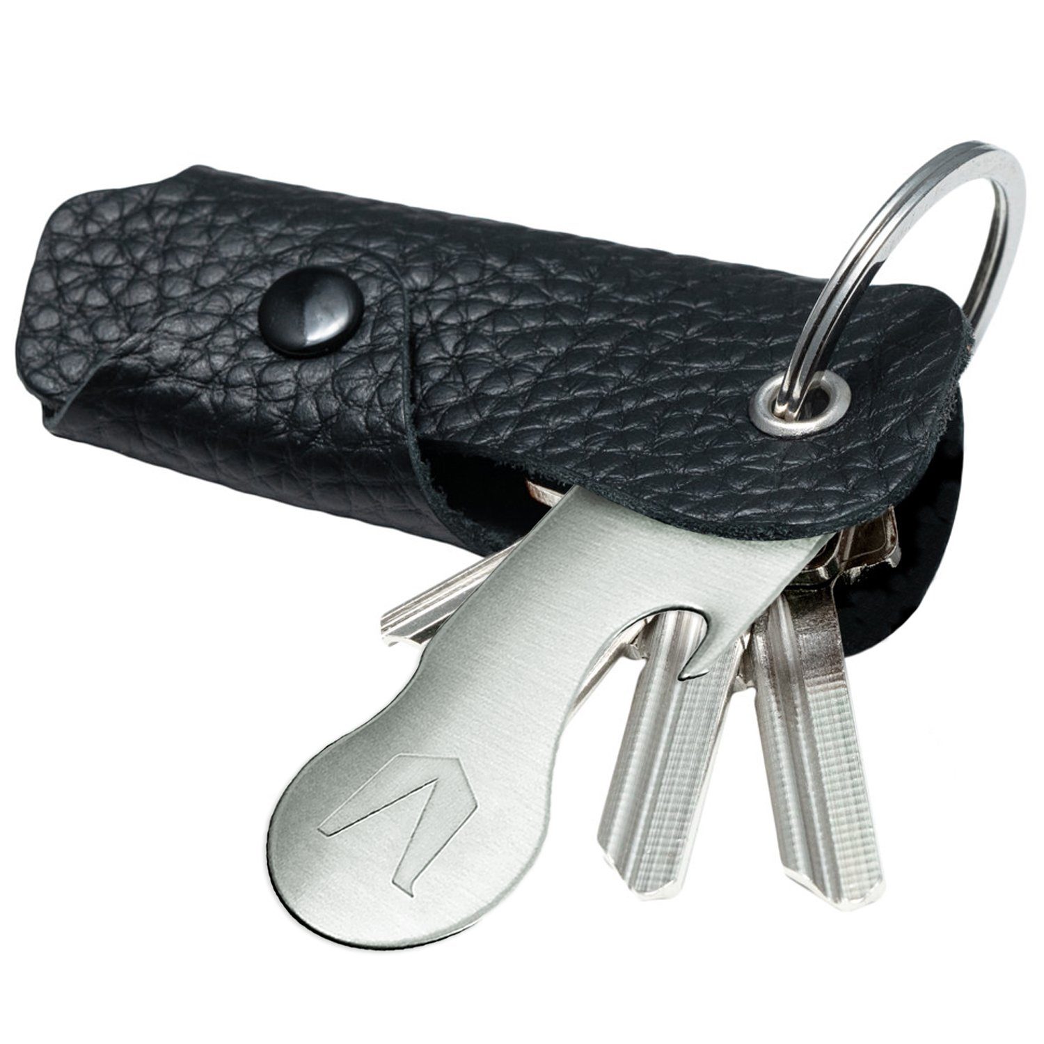 MAGATI Schlüsseltasche Occhio Nero aus Schlüssel, Platz Leder Schwarz 1-6 für Schlüsselanhänger Einkaufswagenlöser, mit