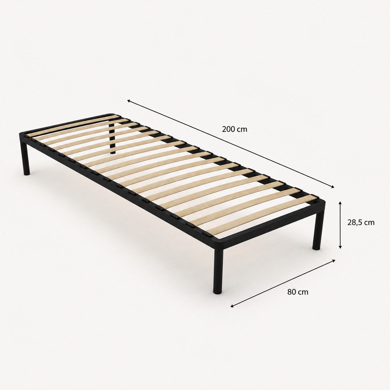 ibonto Bettgestell Metallbett mit Holzlattenrost, stabiles Bettgestell, Schwarz (1 Bettgestell inklusive Holzlattenrost)