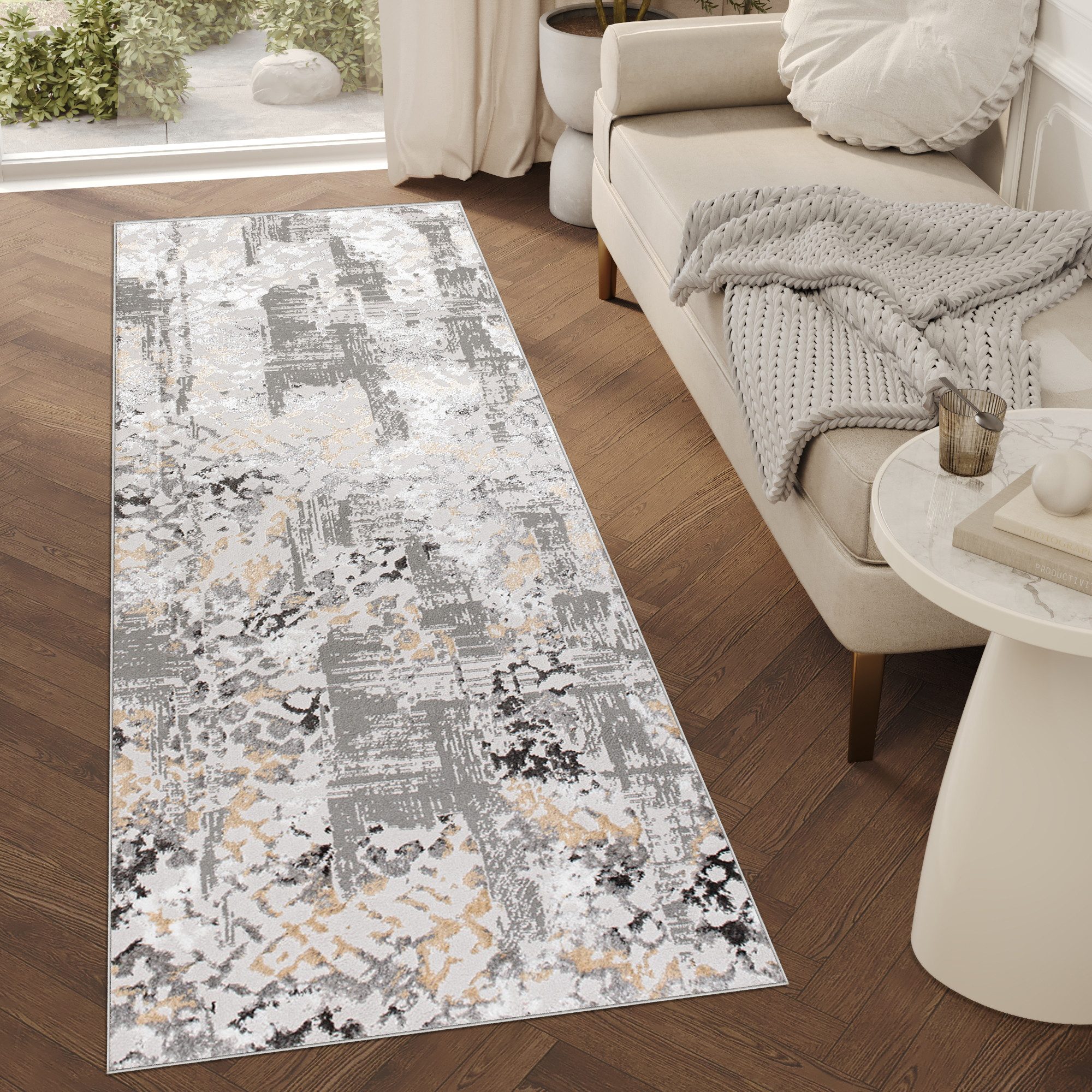 Tapiso Läufer CRYSTAL, rechteckig, Höhe: 8 mm, Kurzflor Flurläufer Schimmereffekt, pflegeleicht, Meterware