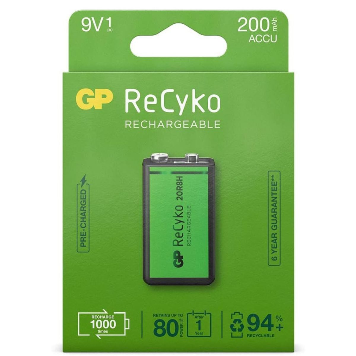 ReCyko 9V-Akku Block NiMH 200mAh Akku-Set