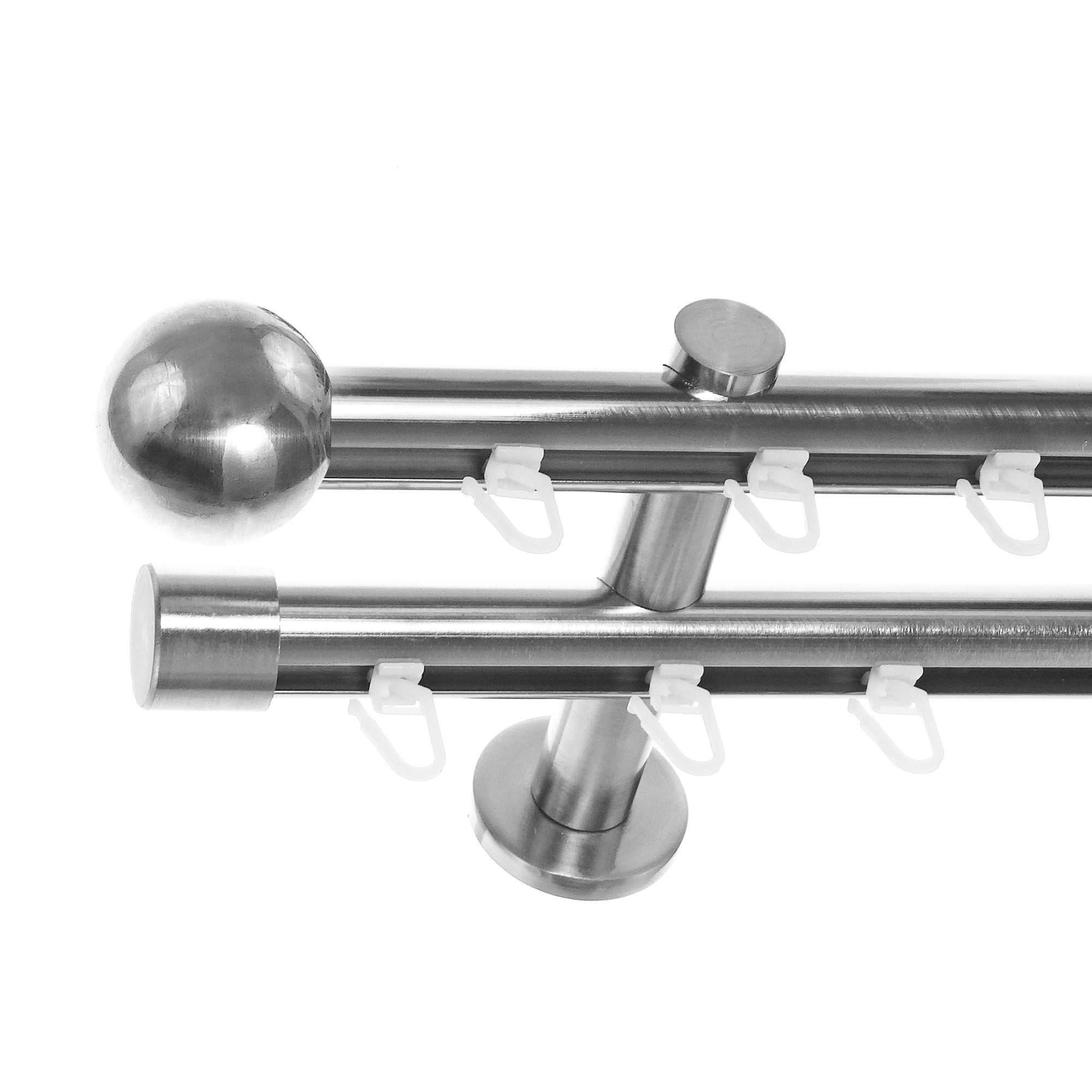 BASIT Gardinenstange Innenlauf Edelstahloptik 20mm mit Wandträgern 120 cm E günstig online kaufen