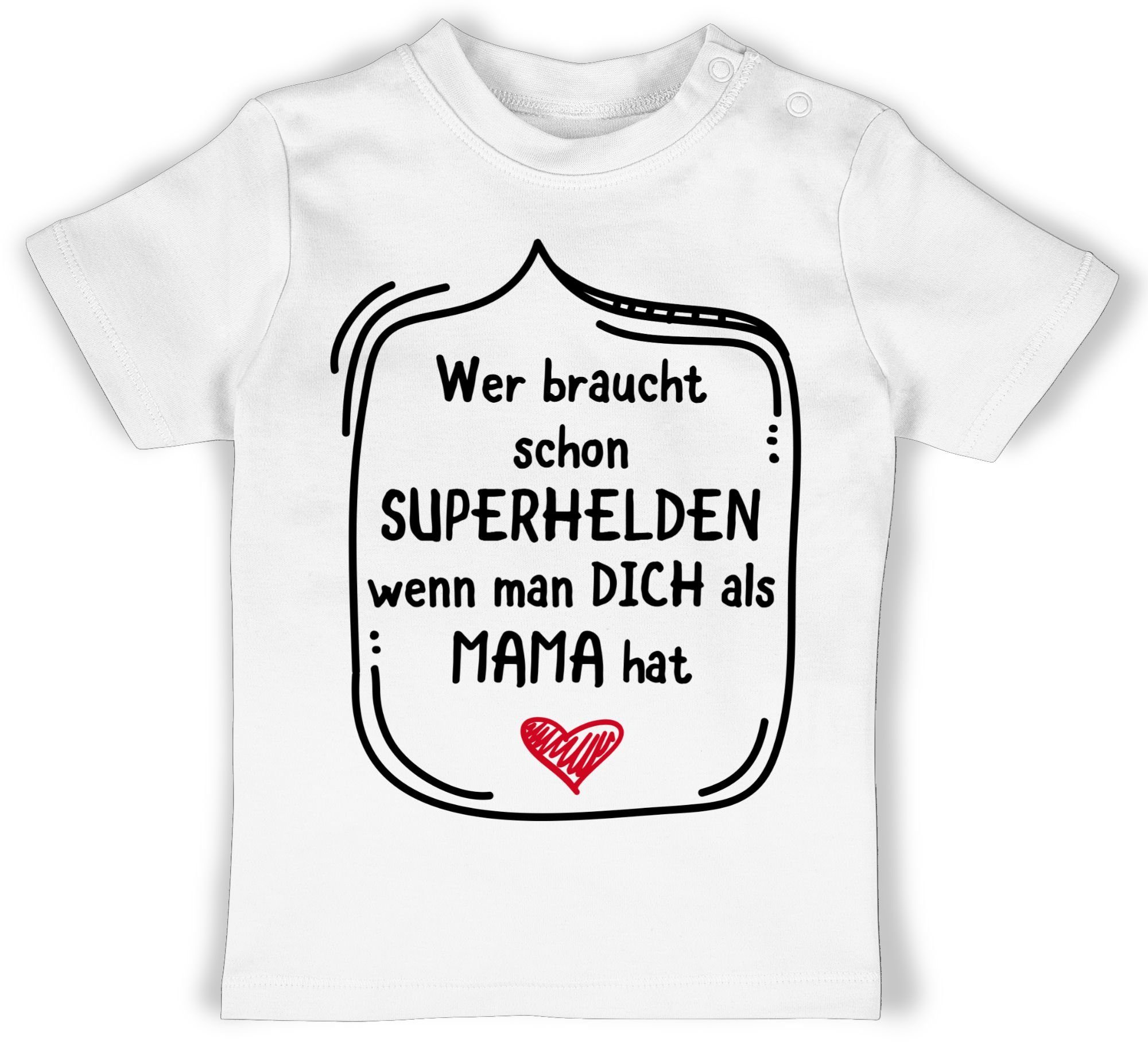 Shirtracer T-Shirt Wer braucht schon Muttertagsgeschenk als Mama dich 1 man Superhelden Weiß wenn hat