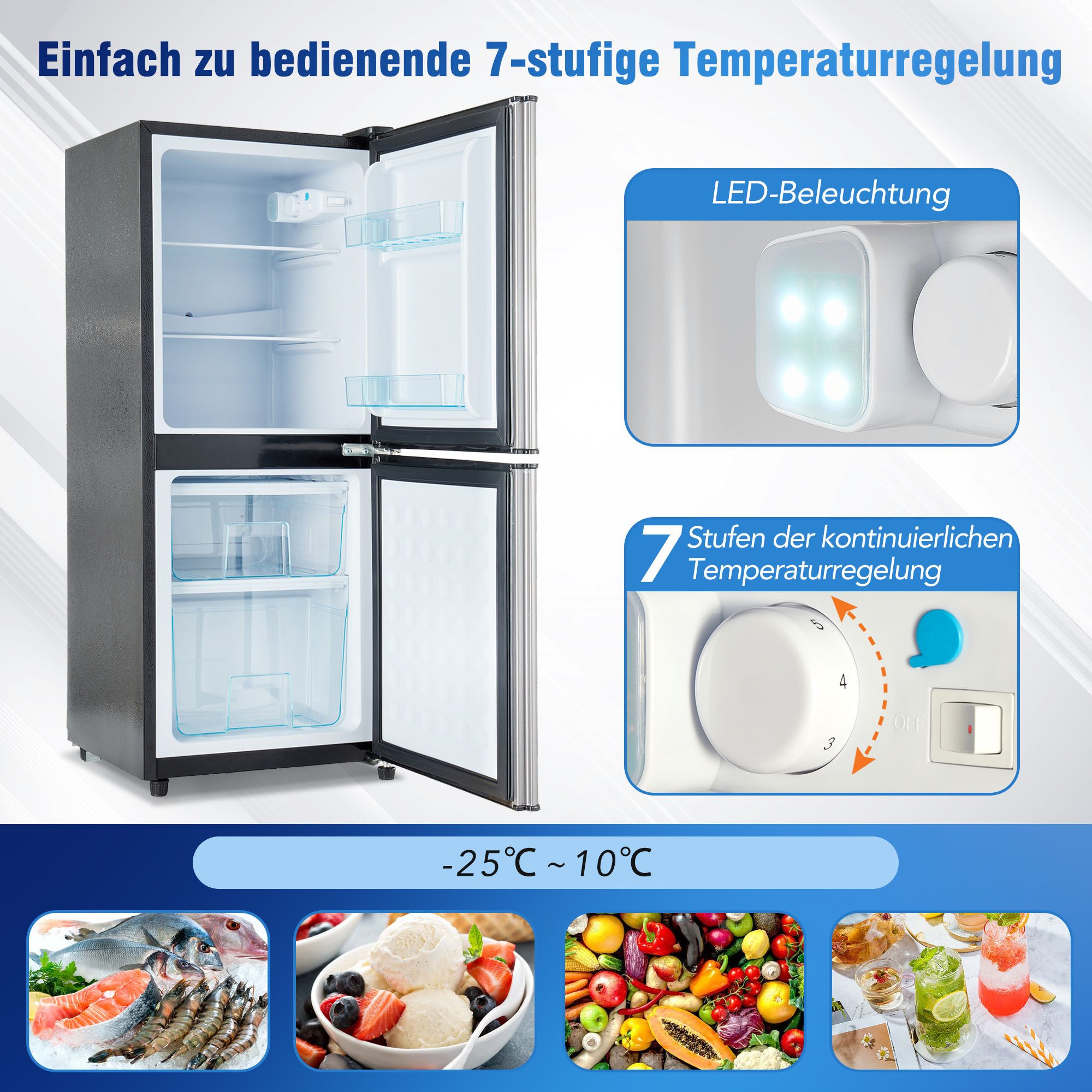 kowdom Kühl-/Gefrierkombination BCD-106W BCD-106W, LED-Beleuchtung