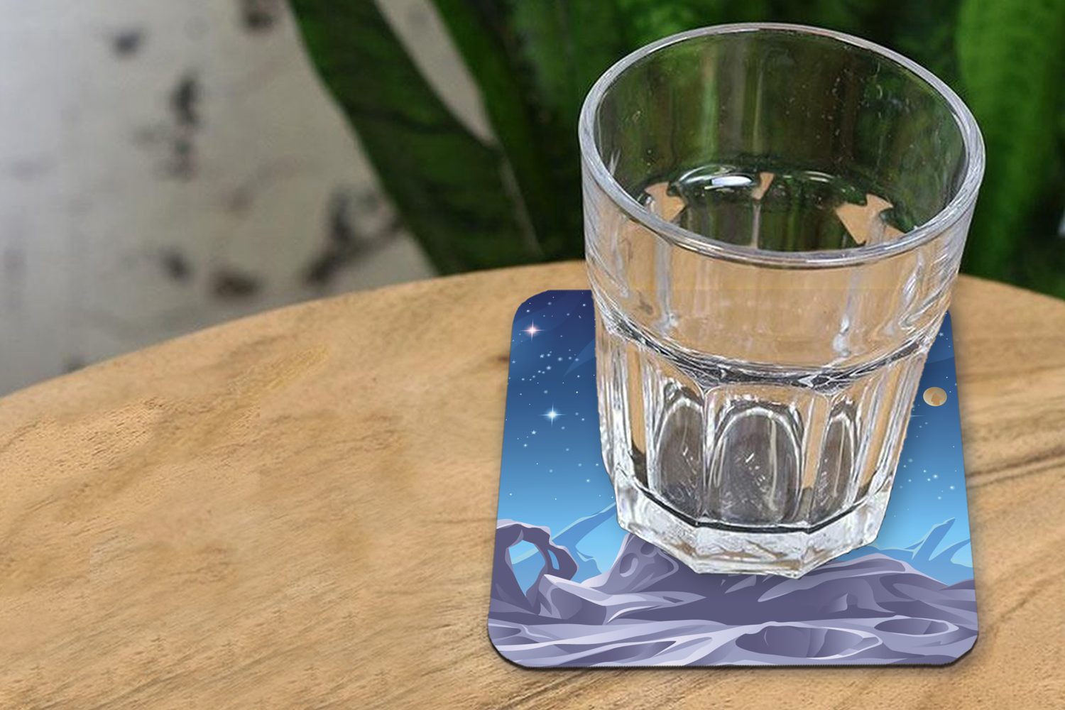 MuchoWow Glasuntersetzer Eine Untersetzer, Tasse der Illustration sichtbaren Tischuntersetzer, für Korkuntersetzer, Zubehör Gläser, mit Mondoberfläche Planeten, Glasuntersetzer, 6-tlg