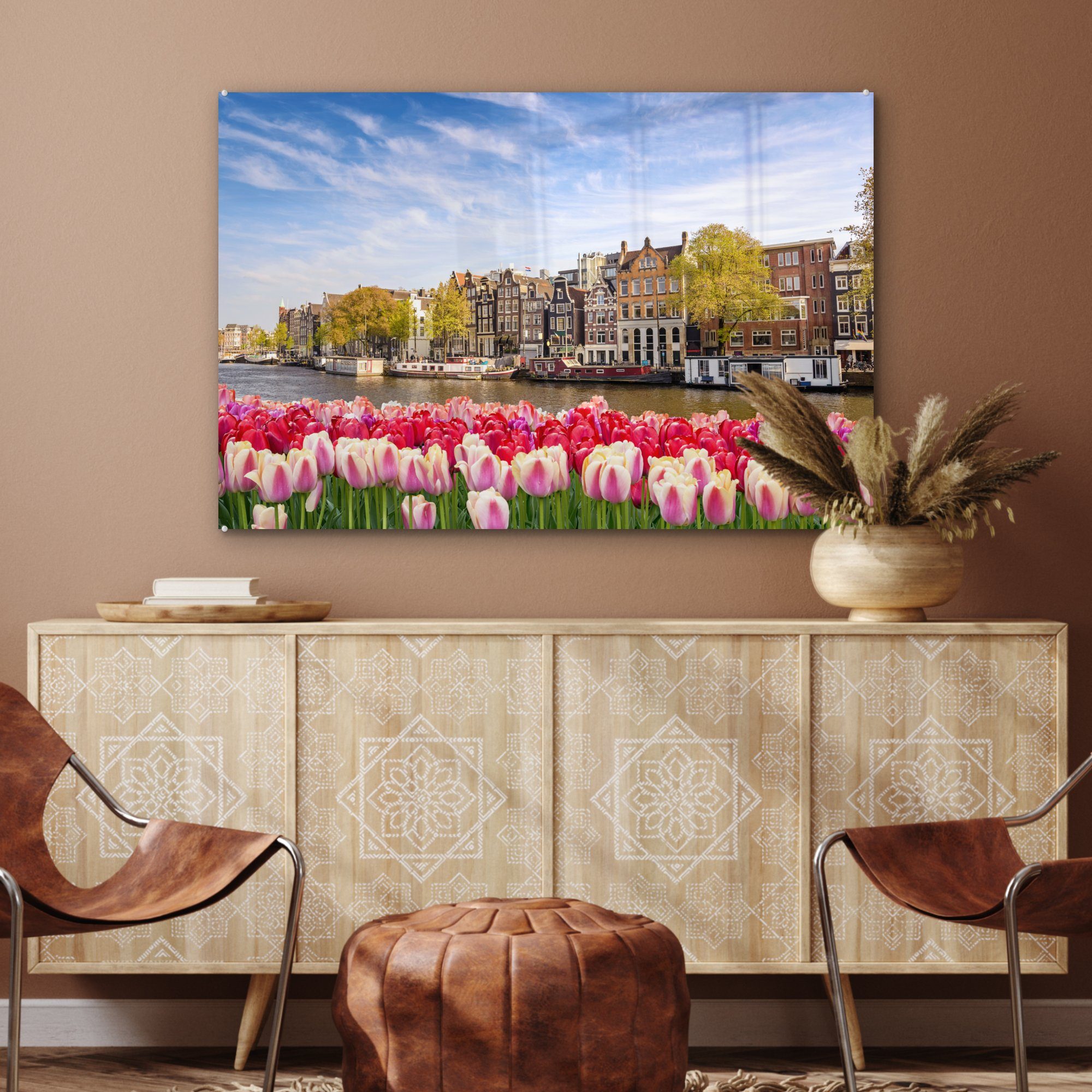 MuchoWow St), Skyline - Acrylglasbild Schlafzimmer Grachten Amsterdam, - Wohnzimmer (1 & Acrylglasbilder