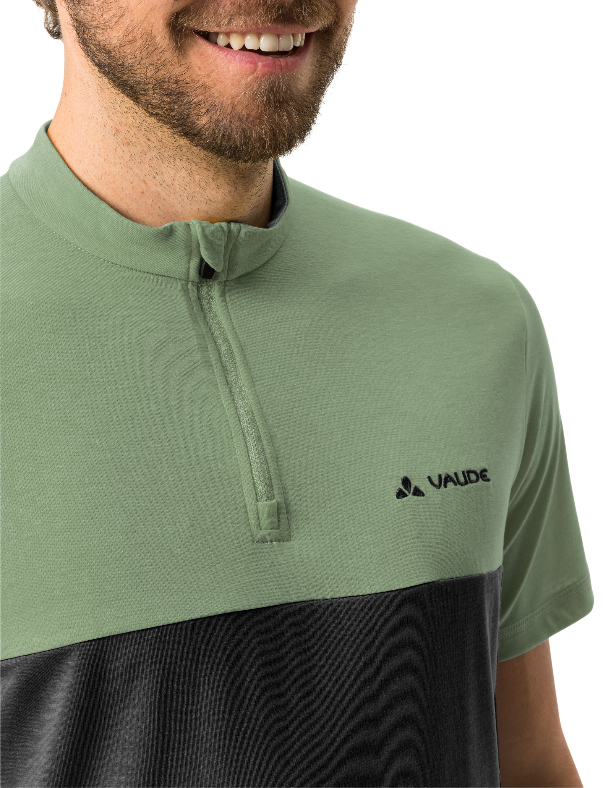 VAUDE willow Men's Qimsa T-Shirt green Grüner (1-tlg) Knopf Shirt