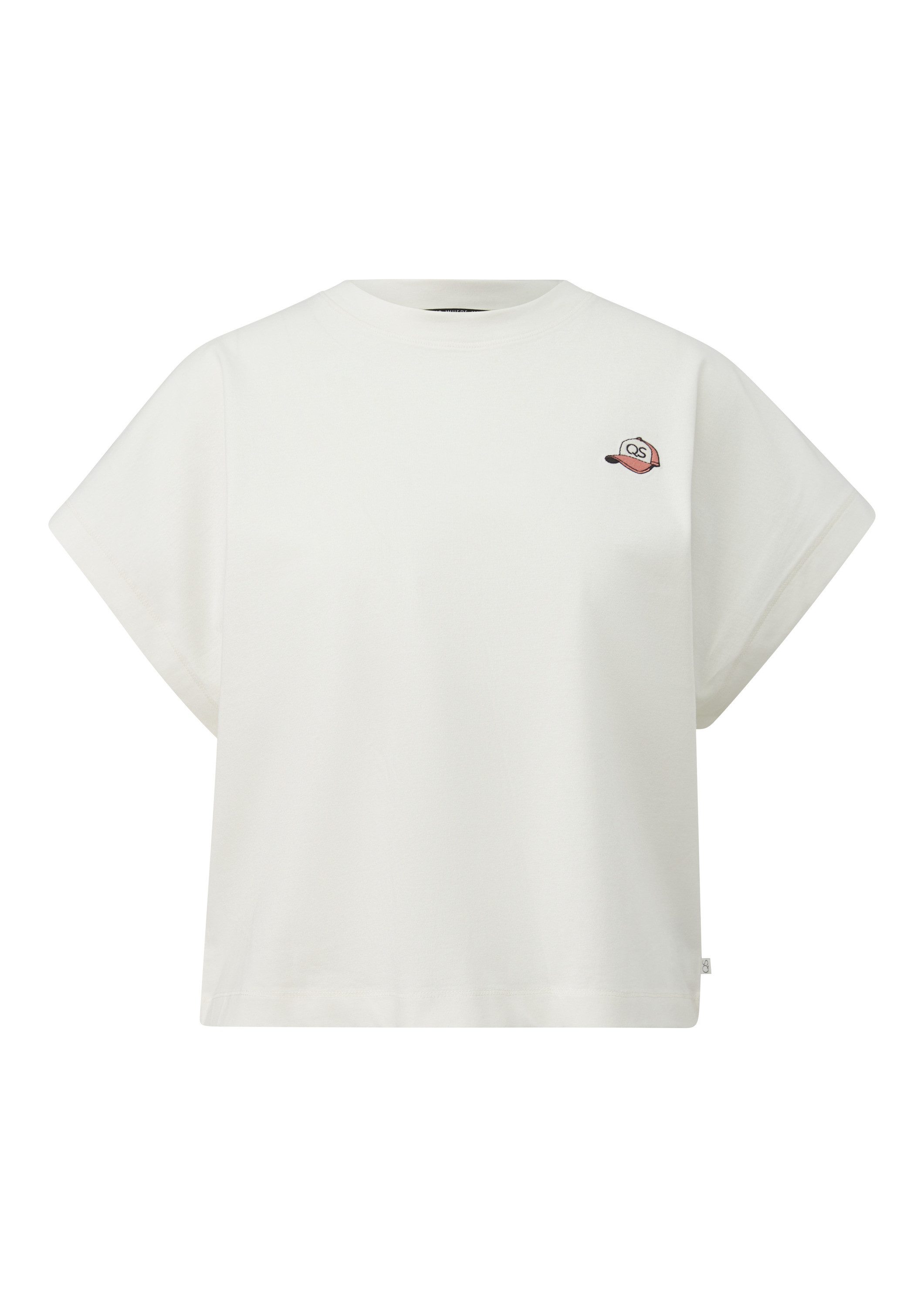 QS Kurzarmshirt T-Shirt Lässiges Baumwollshirt mit kleiner Stickerei günstig online kaufen