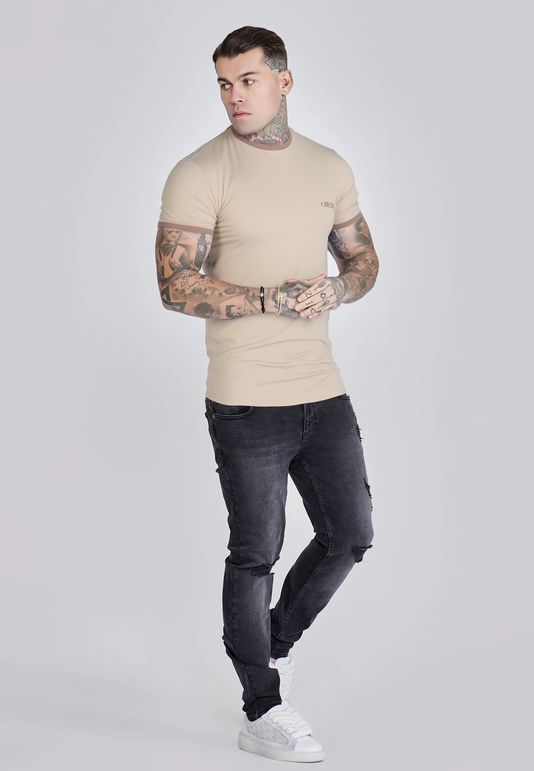 Siksilk T-Shirt SikSilk Herren Ecru Ringer T-Shirt