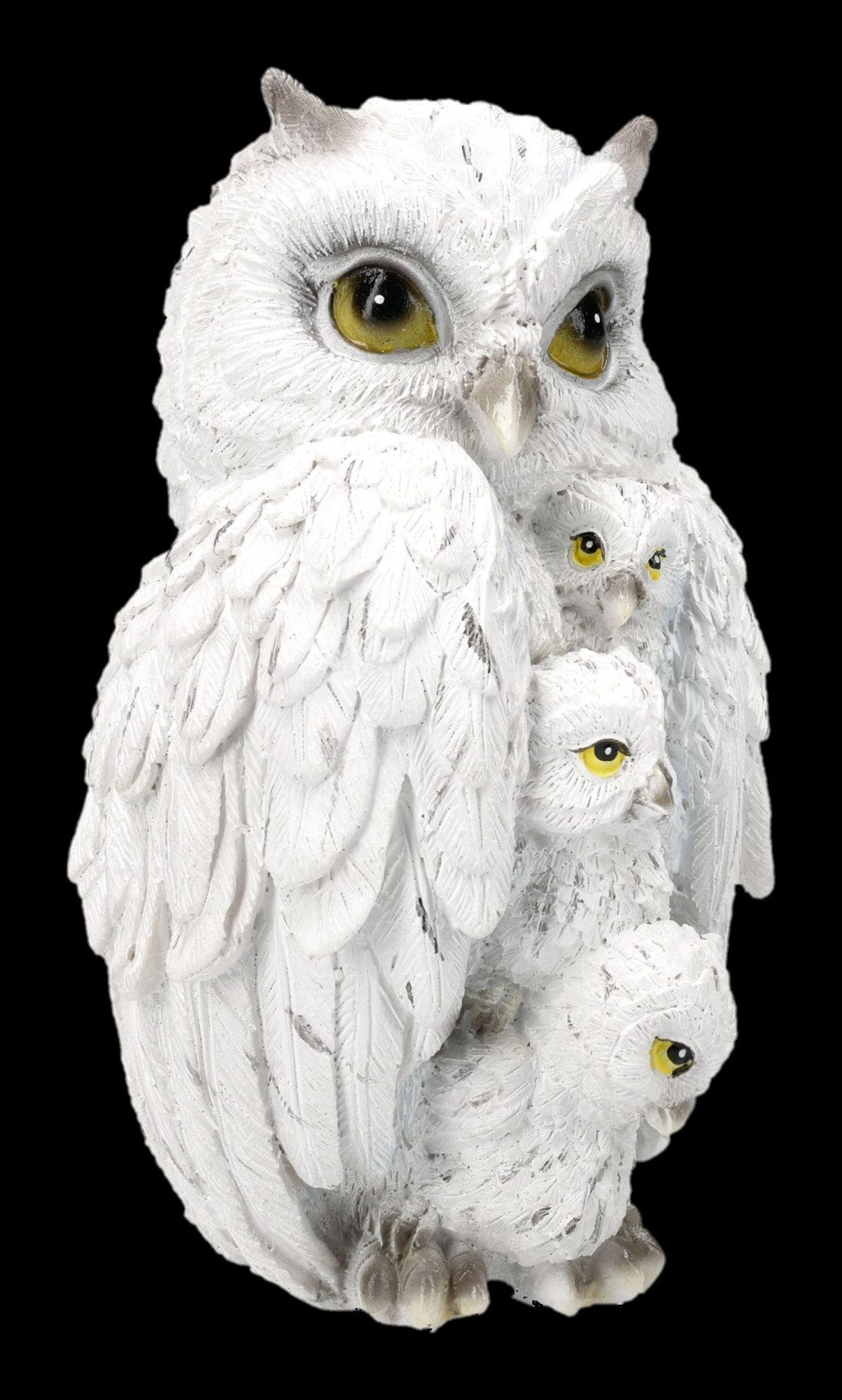Figuren Shop GmbH Tierfigur Schneeeulen Figur – Eulenfamilie Statue Tierfigur Dekofigur 13 cm – Bild 2 von 5