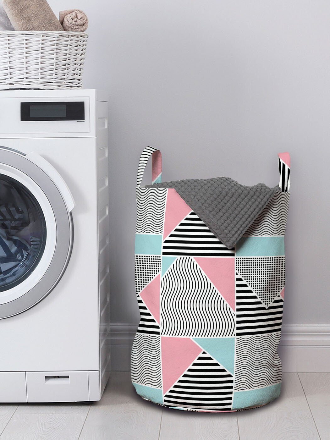 Abakuhaus Minimal für mit Waschsalons, Wäschesäckchen Wäschekorb Bild-Kunst Geometrisch Kordelzugverschluss Griffen Themed