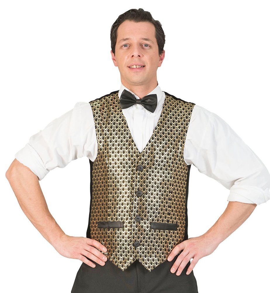 Funny Fashion Kostüm Herren Show Glitzer Weste 'Laurin' - Gold, Party