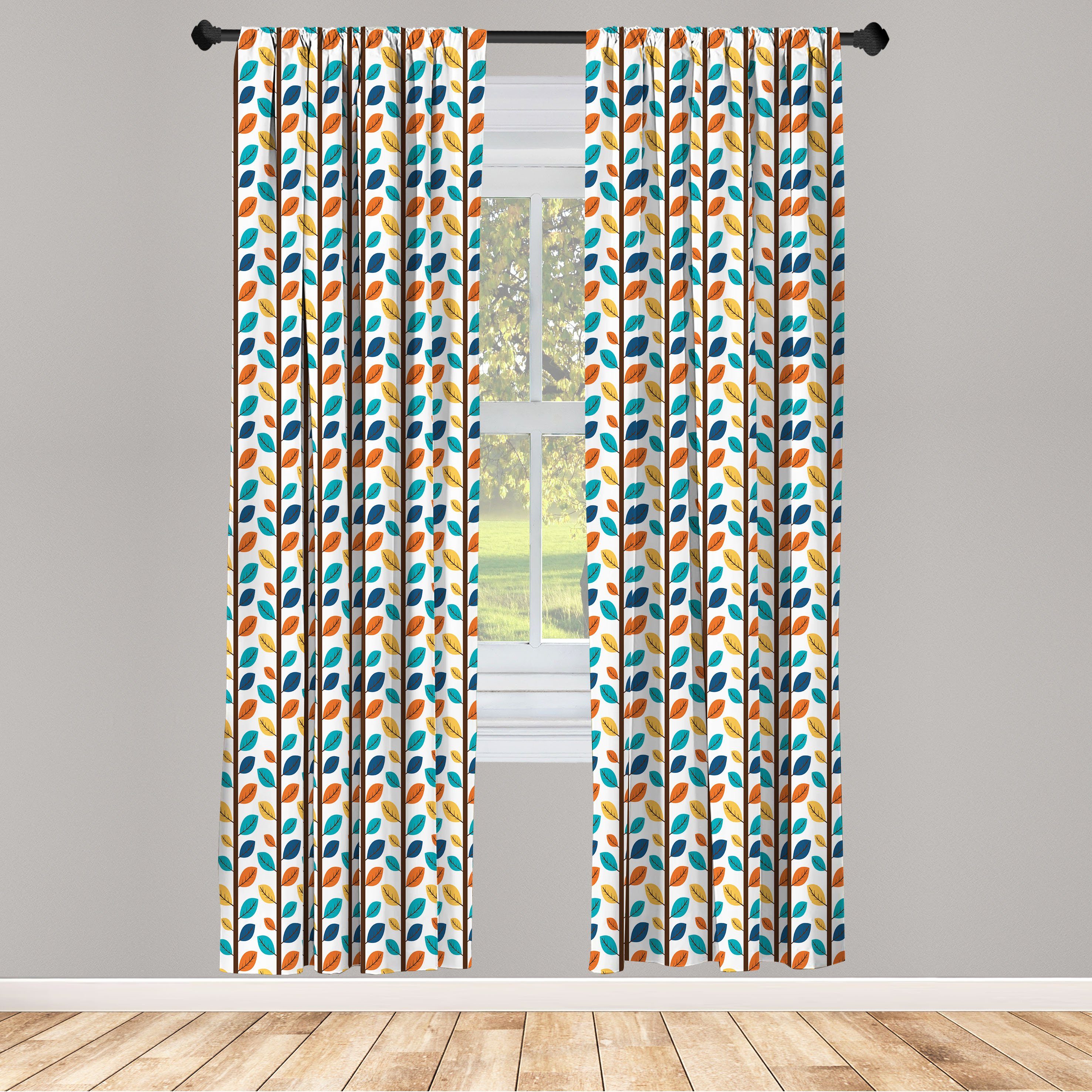 Gardine Vorhang für Wohnzimmer Schlafzimmer Dekor, Abakuhaus, Microfaser, Herbst Vertikal Baumzweige Kunst