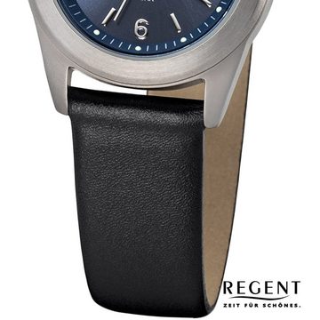 Regent Quarzuhr Regent Damen Uhr F-1214 Leder Quarz, Damen Armbanduhr rund, klein (ca. 27mm), Lederarmband