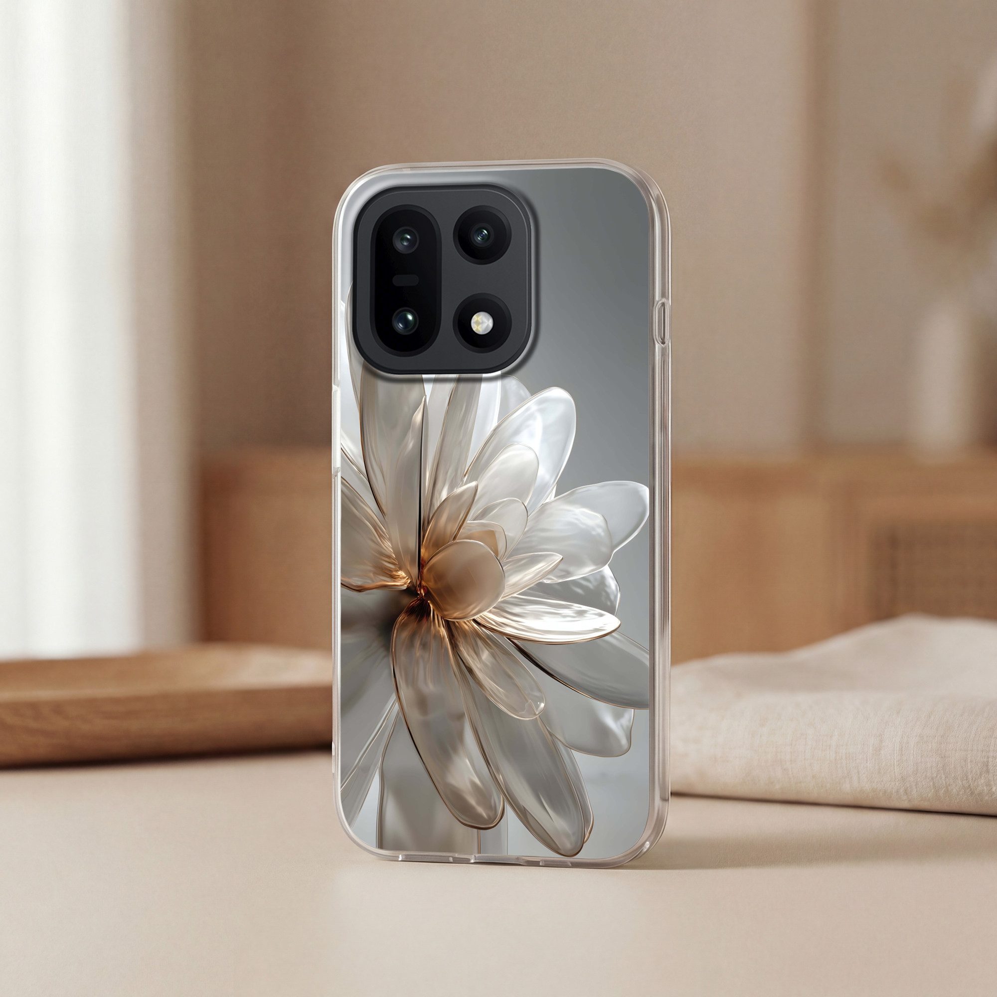 MuchoWow Handyhülle für OnePlus 15 Blume - Weiß - Neutral, Phone Case, Silikon, Schutzhülle Dünn