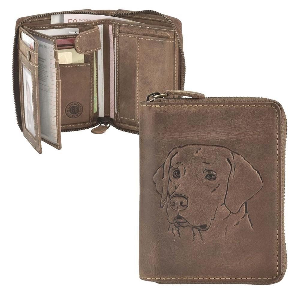 Greenburry Geldbörse Vintage (oA), Portemonnaie, Lederbörse, Herrenbörse mit Hunde Prägung
