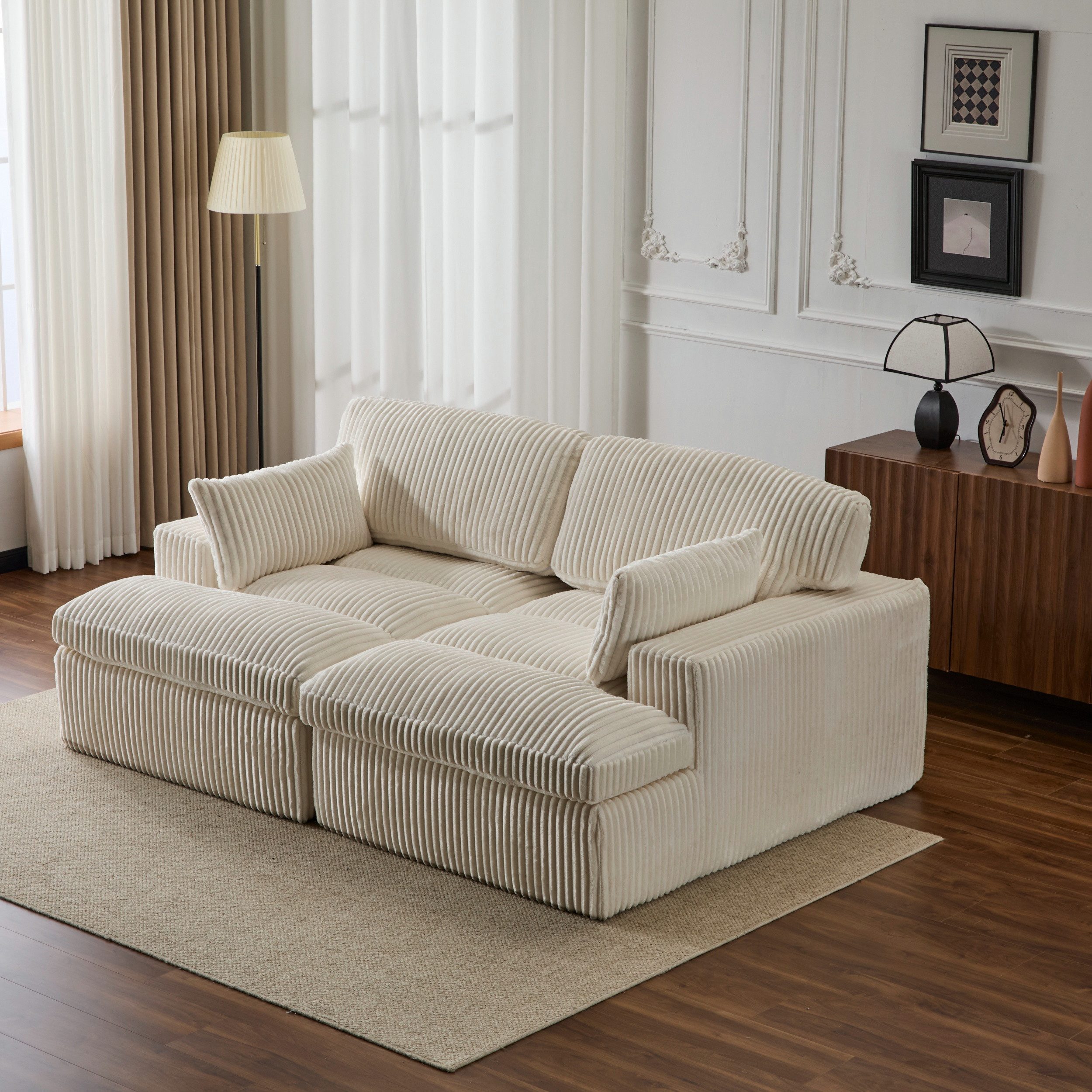 Leawin Sofa Modulares Cordsofa 2-Sitzer, Doppelschlafsofa, günstig online kaufen