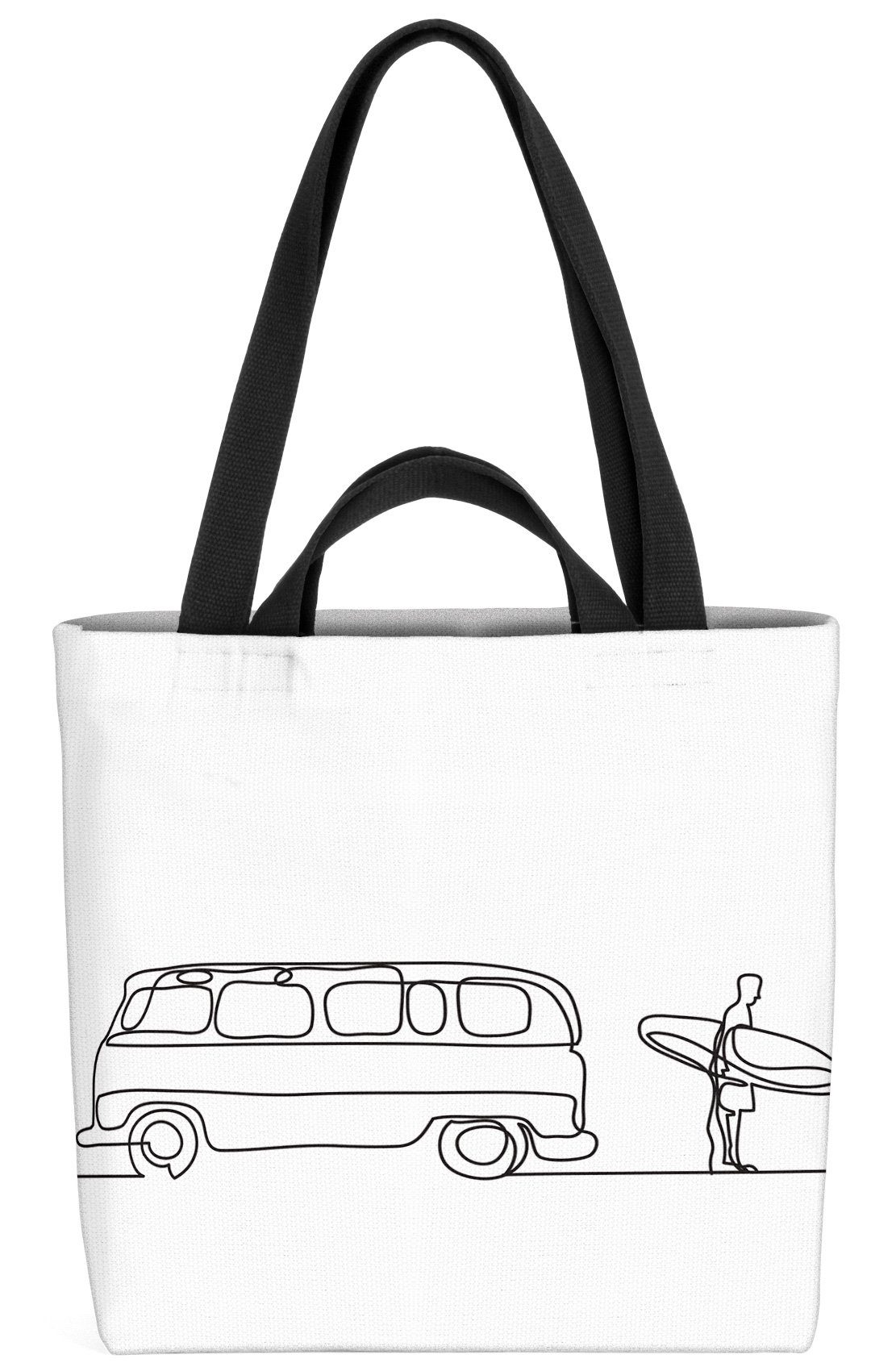 VOID Henkeltasche (1-tlg), Van Surfer Grafik Beach Camping urlaub weiss gelb Camper zelt van aus