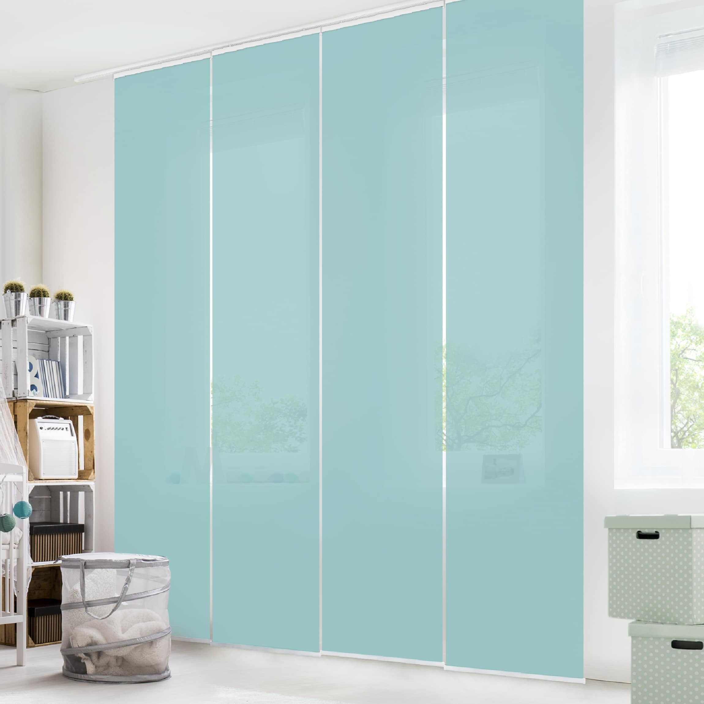 Bilderdepot24 Schiebegardine modern Flächenvorhang blickdicht Pastelltürkis günstig online kaufen