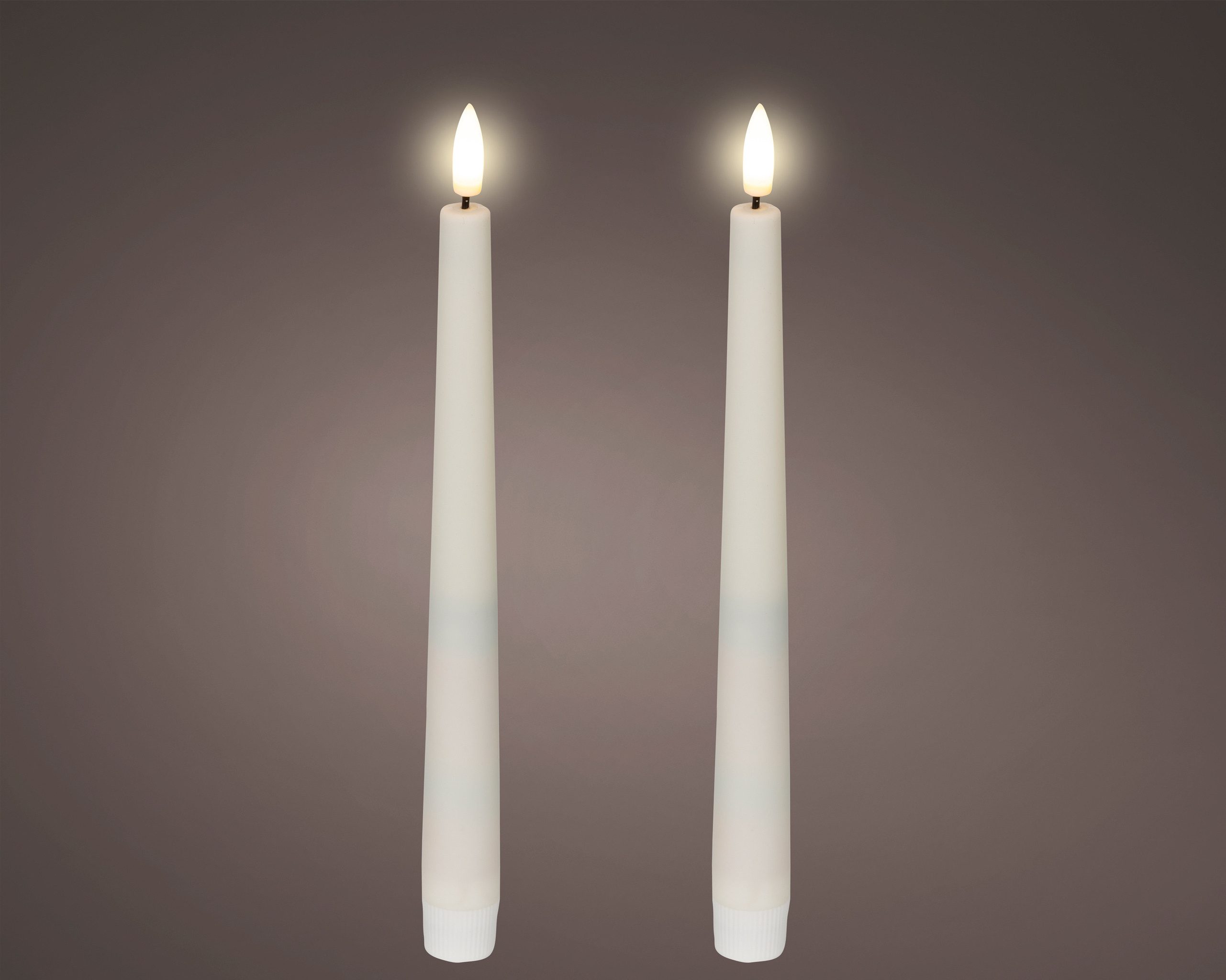 Lumineo LED-Kerze, Timer, LED Kerzen 25,5cm mit Timer Outdoor Kunststoff 2 Stk. Weiß / Warmweiß