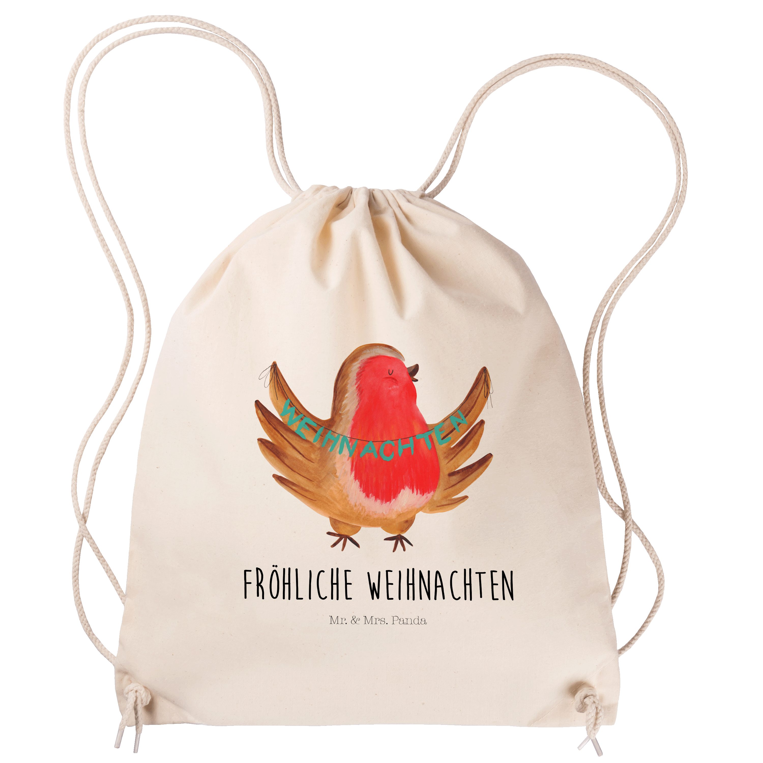 Mrs. Weihnachten - Vogel, & (1-tlg) Rotkehlchen Transparent - Sporttasche Mr. Geschenk, Panda Stoffbeutel,