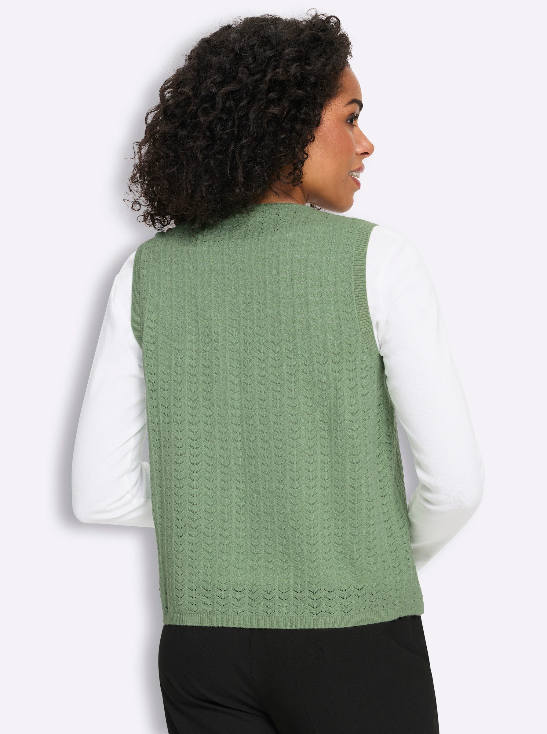Sieh an! Strickweste Strickweste Ärmellos Ajour
