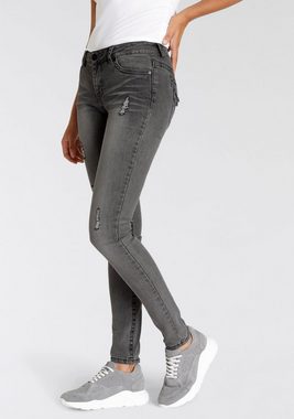 Arizona Skinny-fit-Jeans »mit Kontrastnähten und Pattentaschen« Low Waist