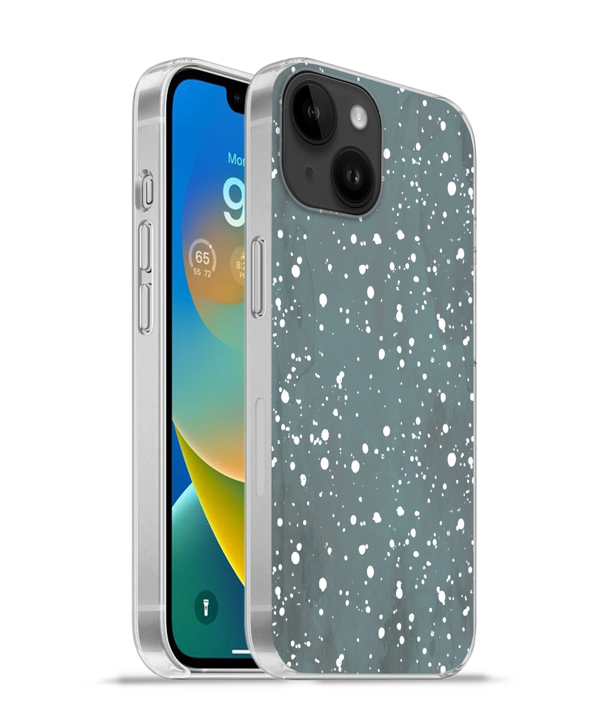 Handyhülle für Apple iPhone 14 Polka dots - Grün - Weiß
