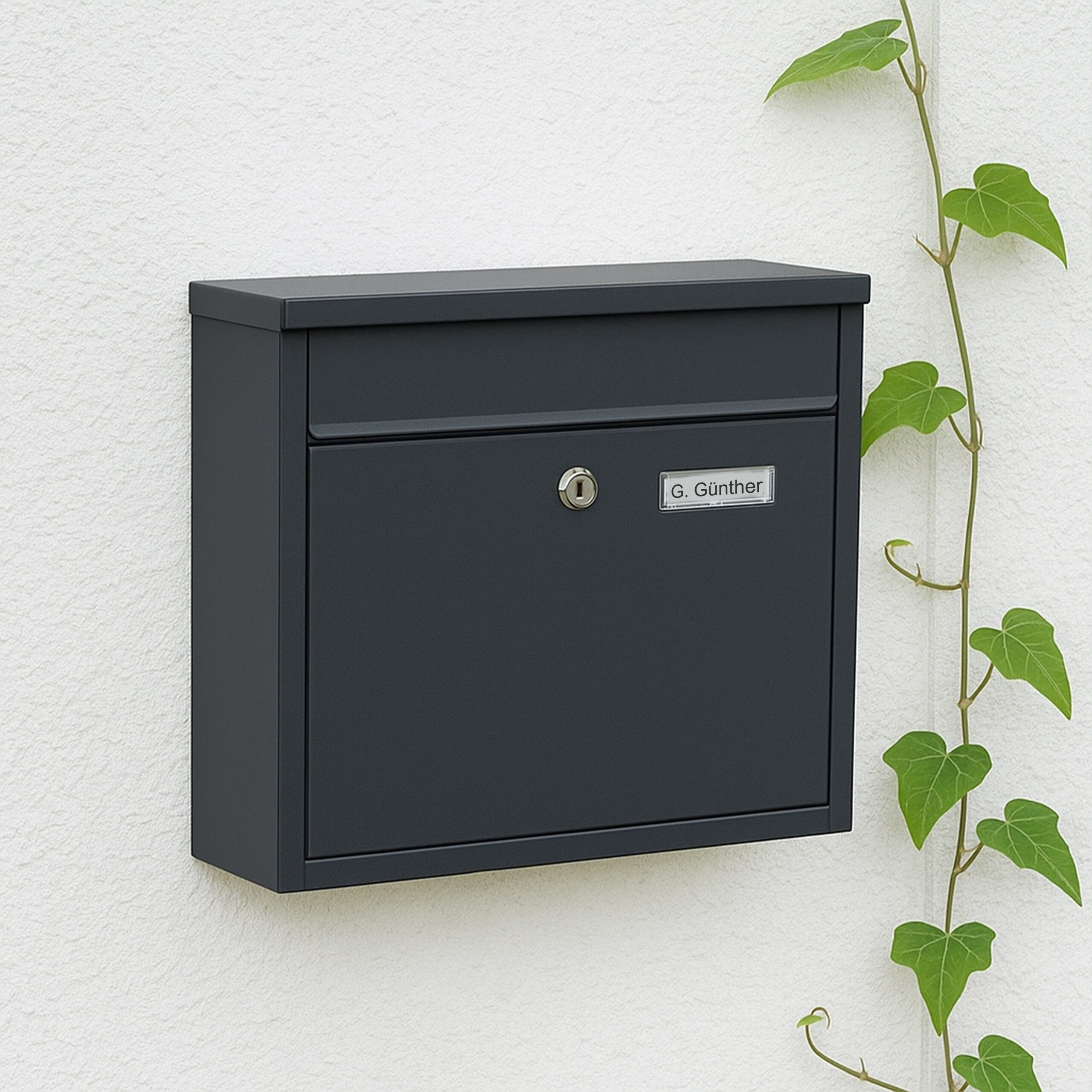 relaxdays Wandbriefkasten Briefkasten kompakt, Anthrazit