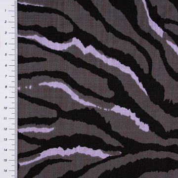 SCHÖNER LEBEN. Stoff Bekleidungsstoff Viskose Slub Streifen Tiger dunkelgrau schwarz lila 1, allergikergeeignet