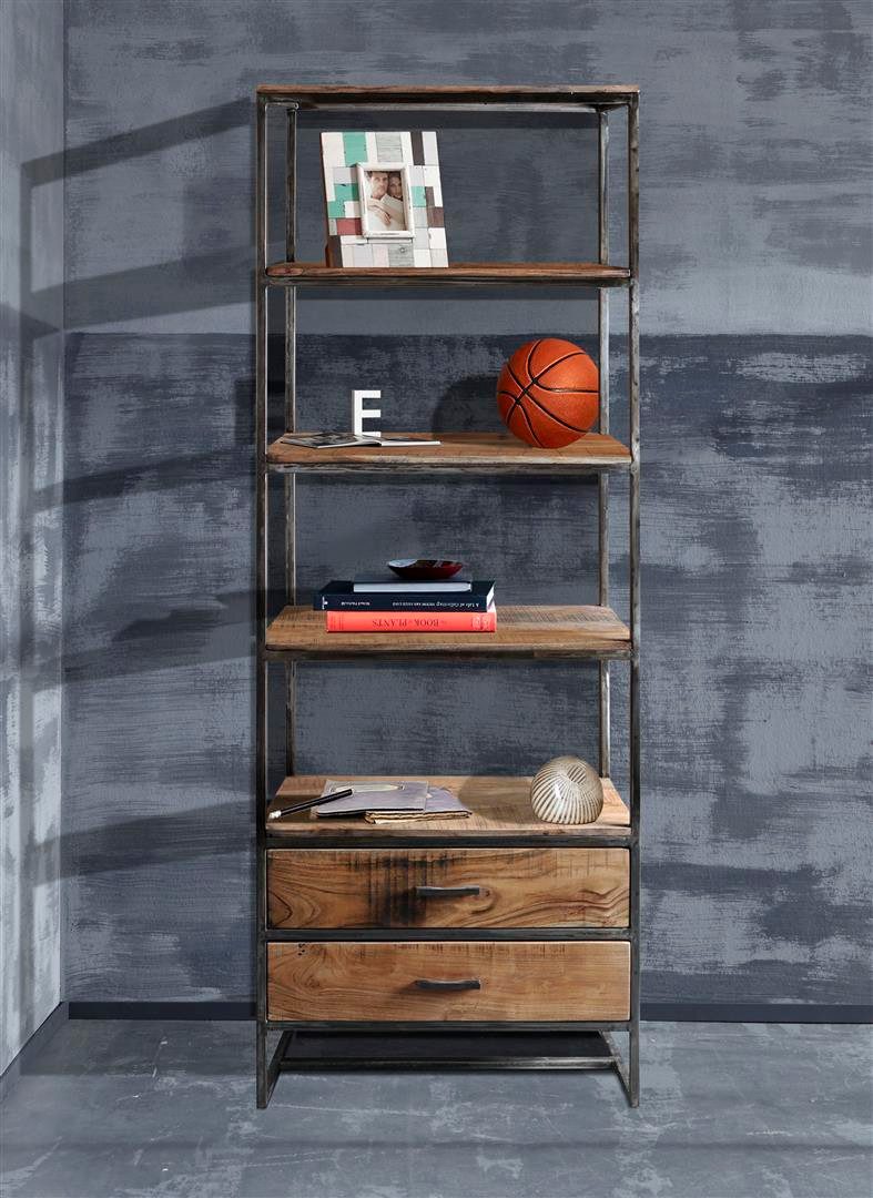 WOLF MÖBEL Ablageregal SPRING Regal mit 2 Schubladen / 4 Ablagen, 73x35x190, SPRING Regal mit 2 Schubladen / 4 Ablagen