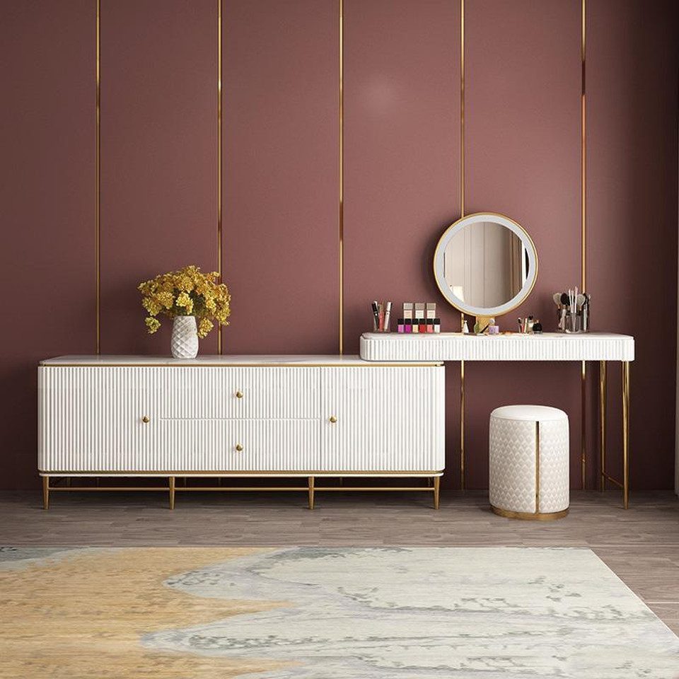 JVmoebel Schminktisch Eleganter Schminktisch aus Holz mit Spiegel und Hocker (Schminktisch + Kommode + Hocker), Made in Europa