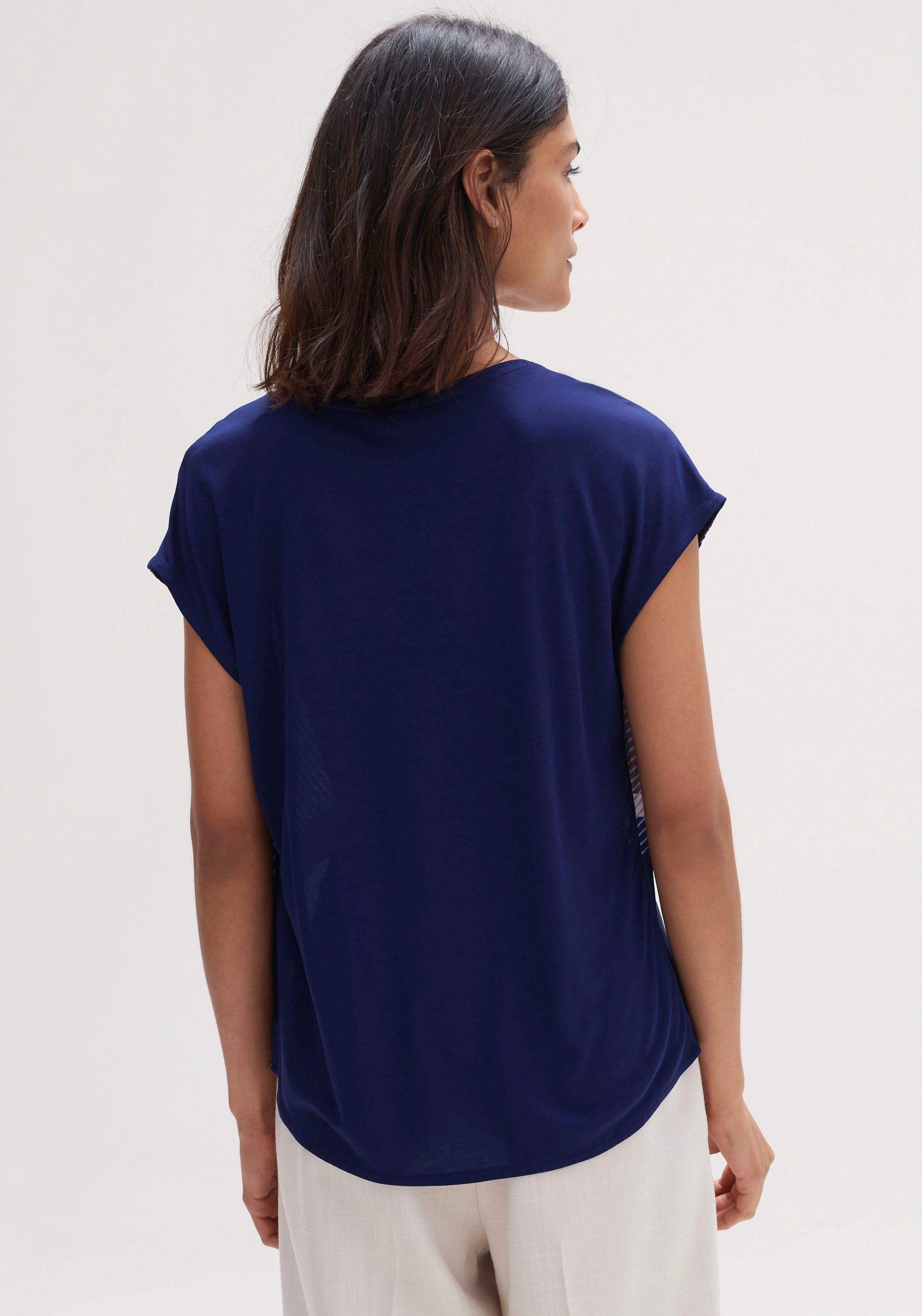 Print-Shirt HOUR OPUS Sadoli mit überschnittenem BLUE Kurzarm