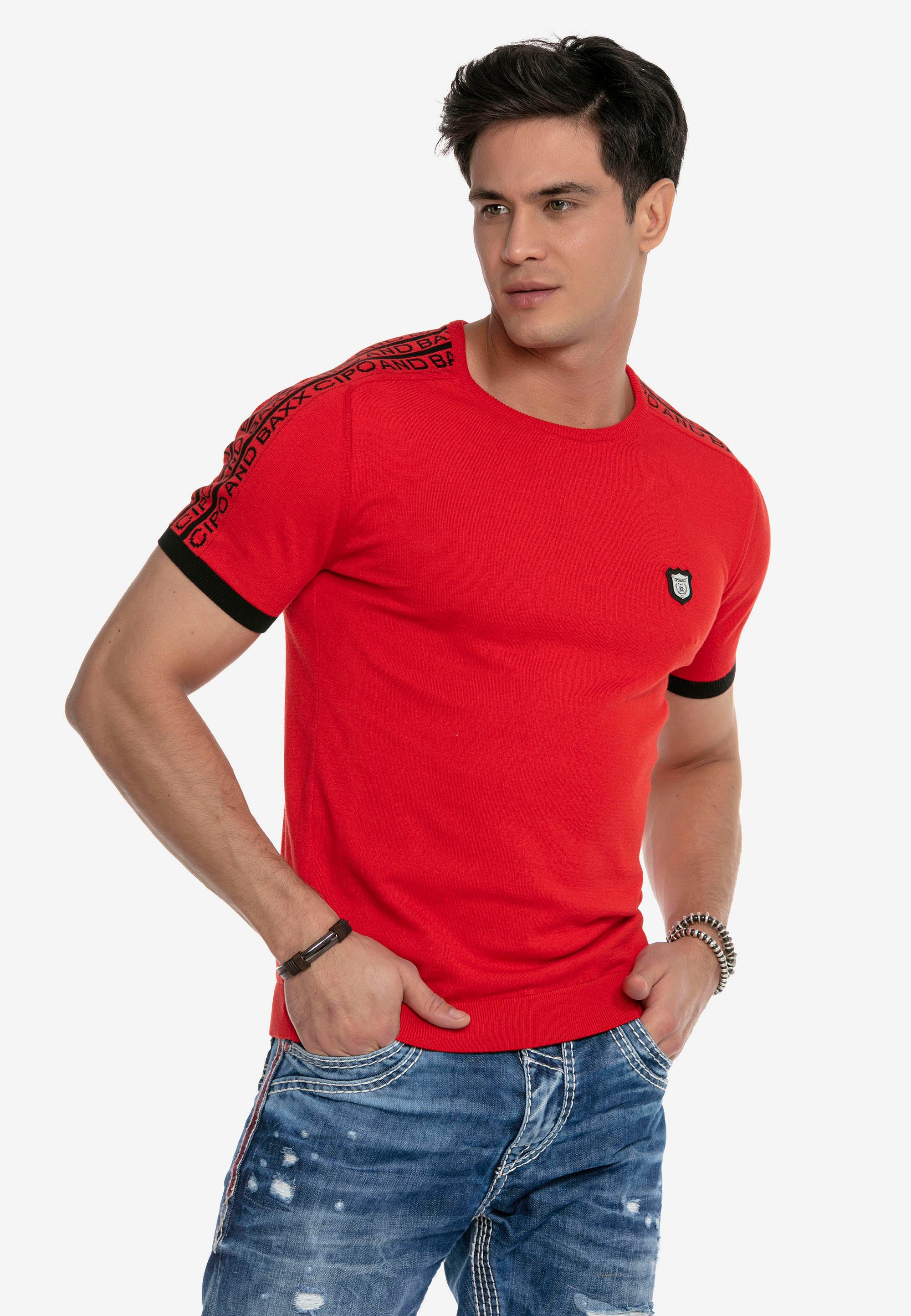Herren Shirts Cipo & Baxx T-Shirt CT649 in trendiger Strickoptik